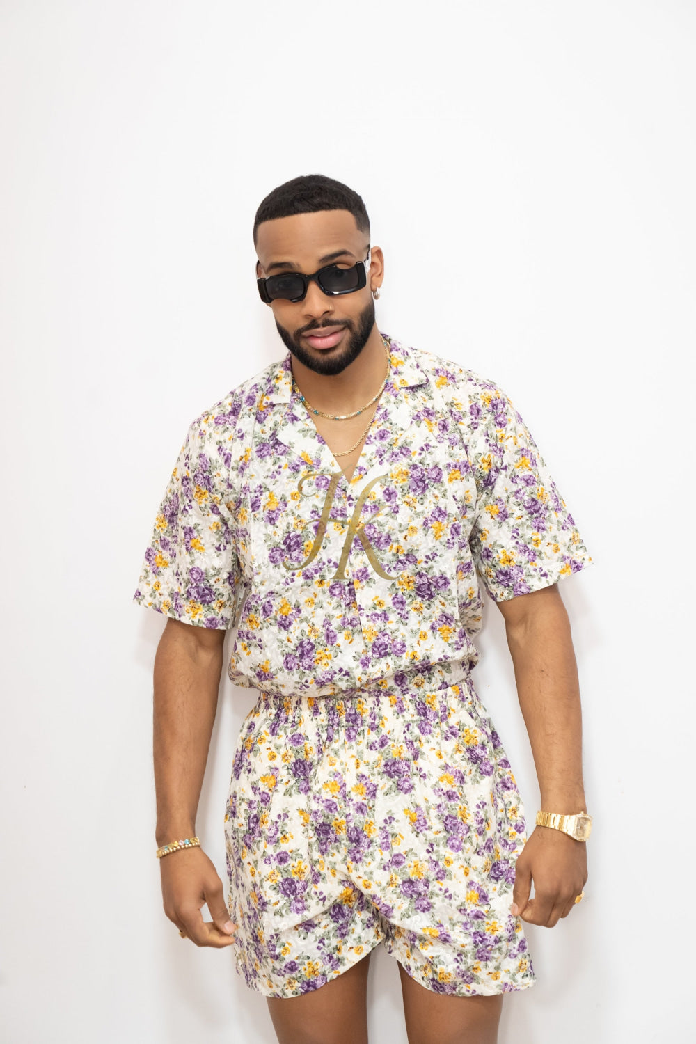 Flowers Spring/Summer Men's Lace Two-Piece Clothing: Sophisticated & Versatile Ensemble - kayibstrore