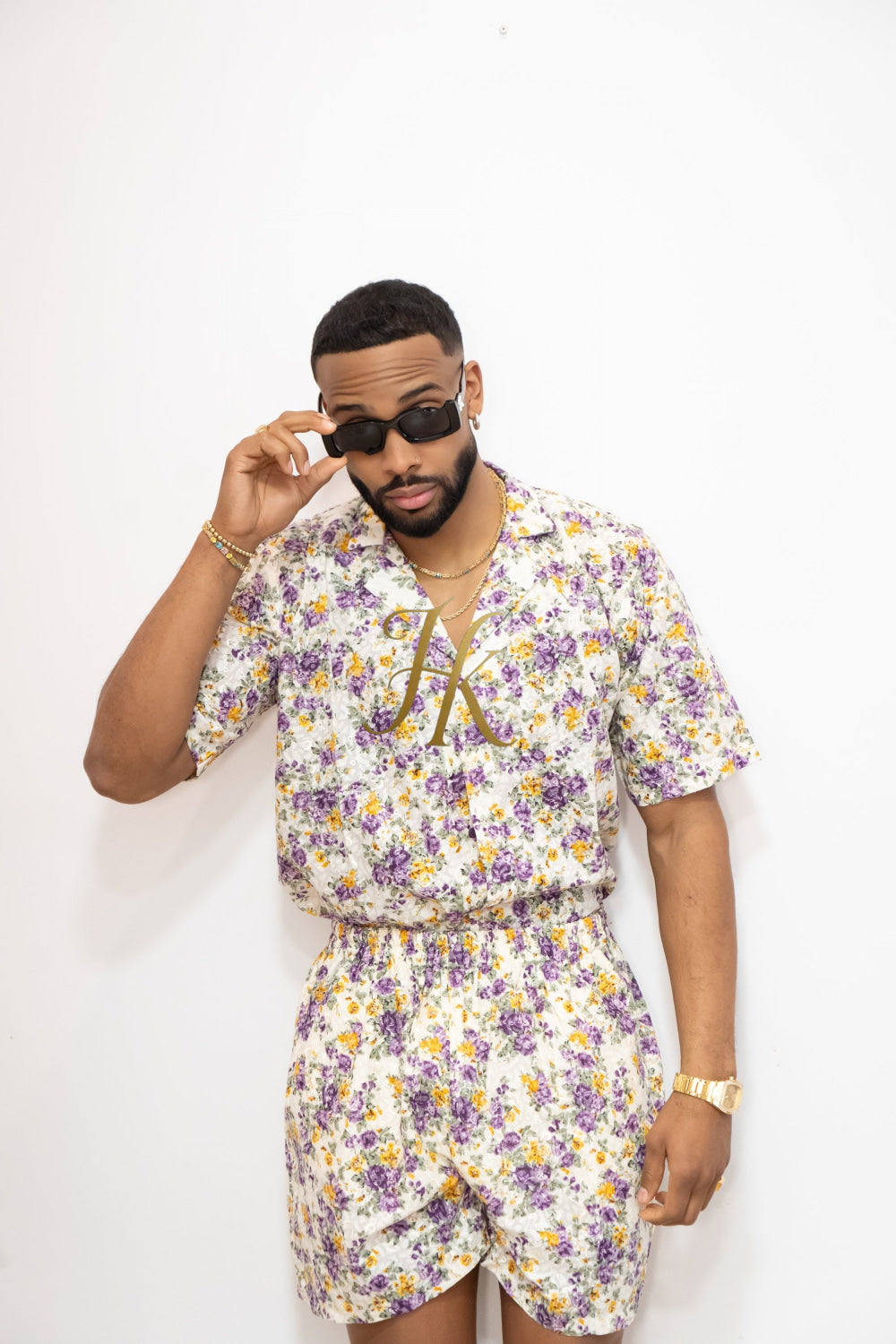 Flowers Spring/Summer Men's Lace Two-Piece Clothing - kayibstrore