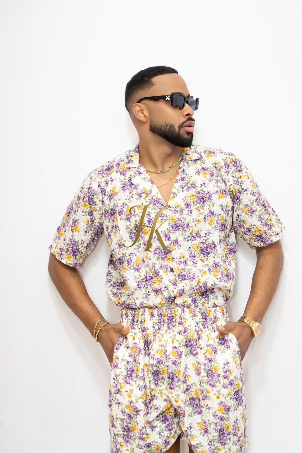 Flowers Spring/Summer Men's Lace Two-Piece Clothing - kayibstrore