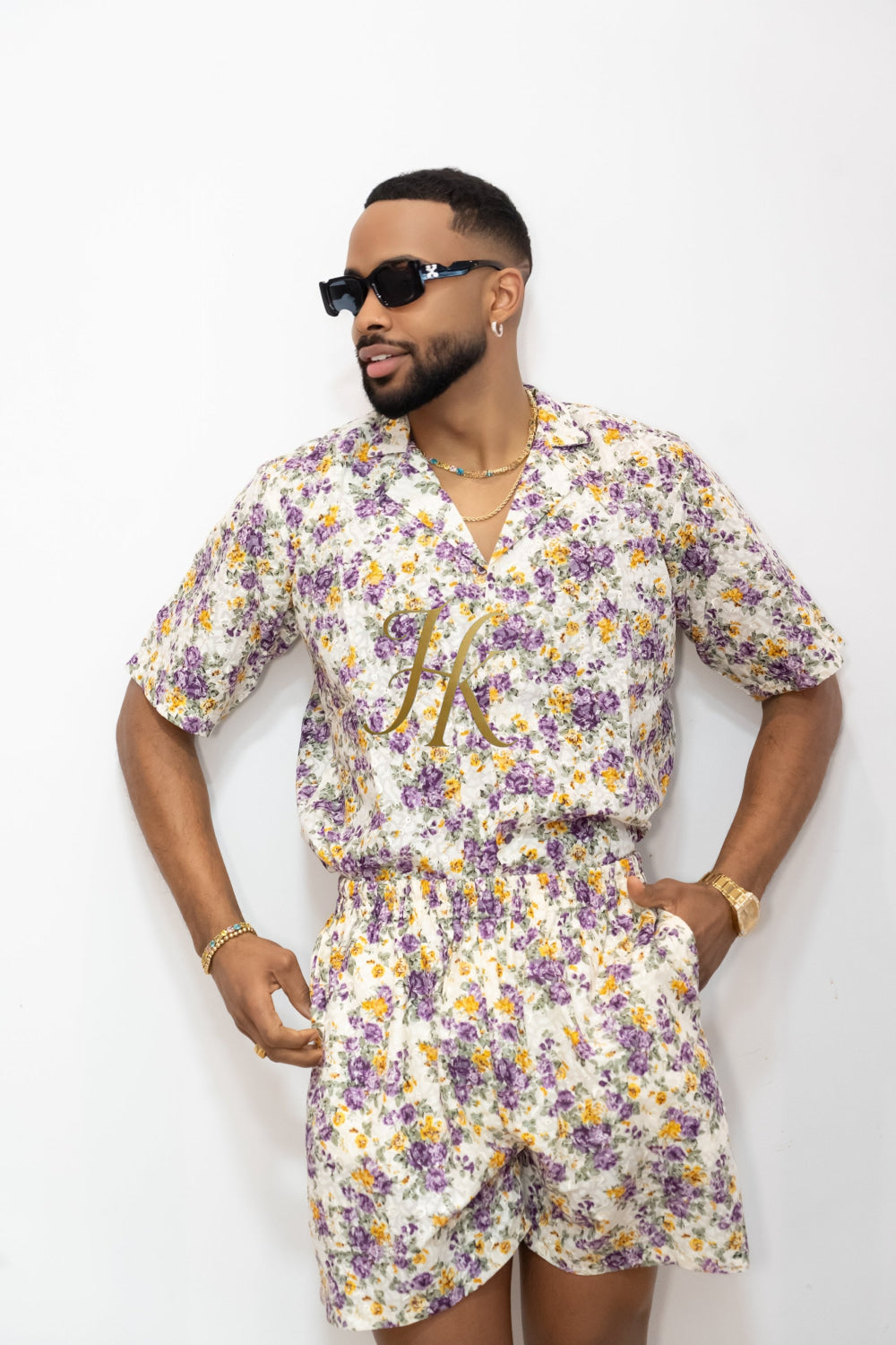 Flowers Spring/Summer Men's Lace Two-Piece Clothing - kayibstrore