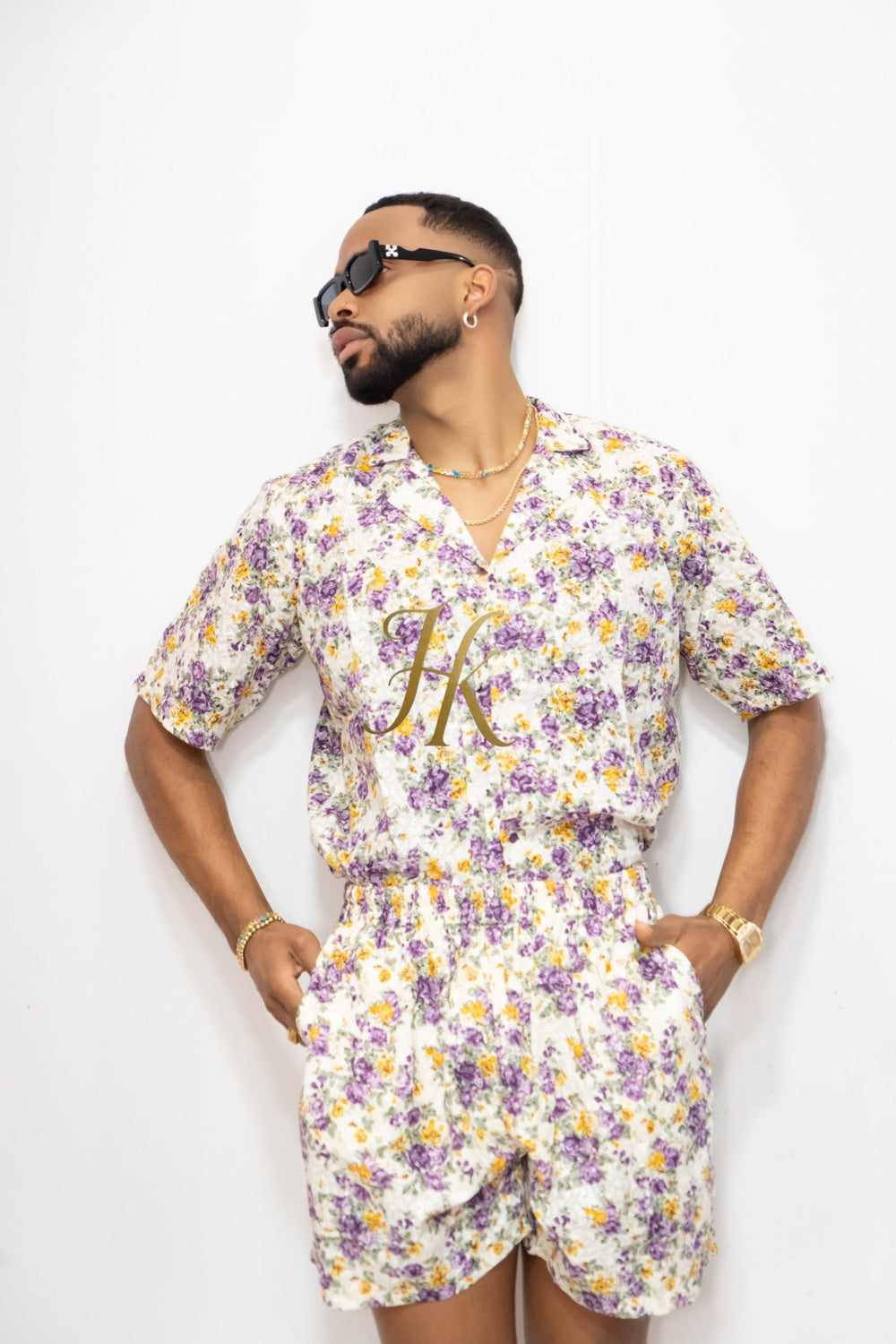 Flowers Spring/Summer Men's Lace Two-Piece Clothing - kayibstrore