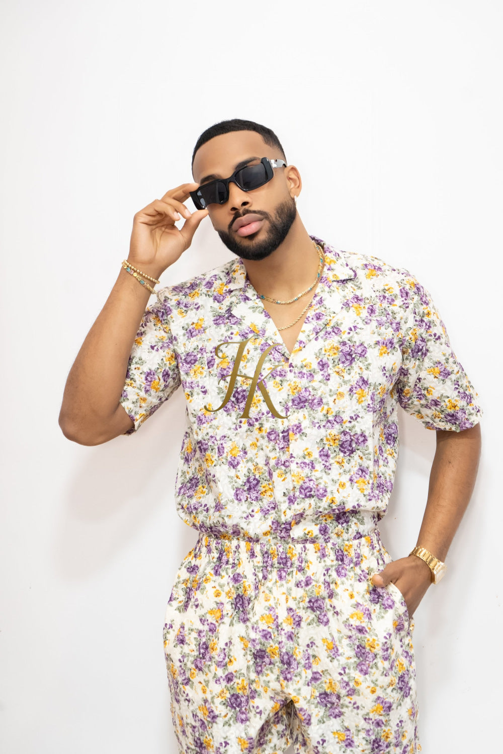Flowers Spring/Summer Men's Lace Two-Piece Clothing - kayibstrore