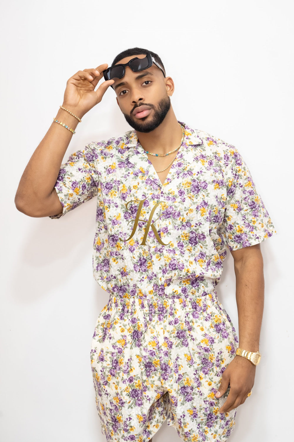 Flowers Spring/Summer Men's Lace Two-Piece Clothing - kayibstrore