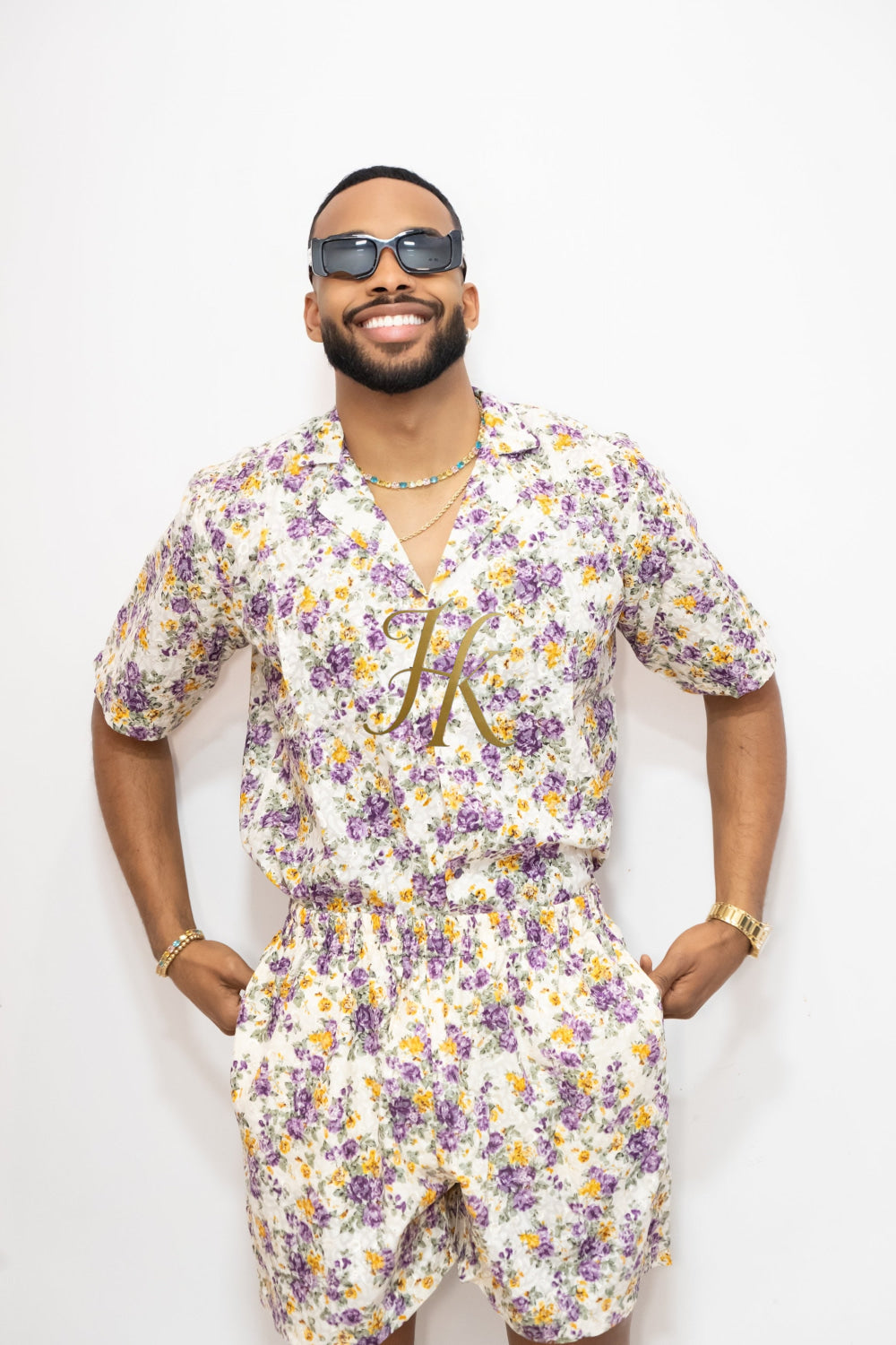 Flowers Spring/Summer Men's Lace Two-Piece Clothing - kayibstrore