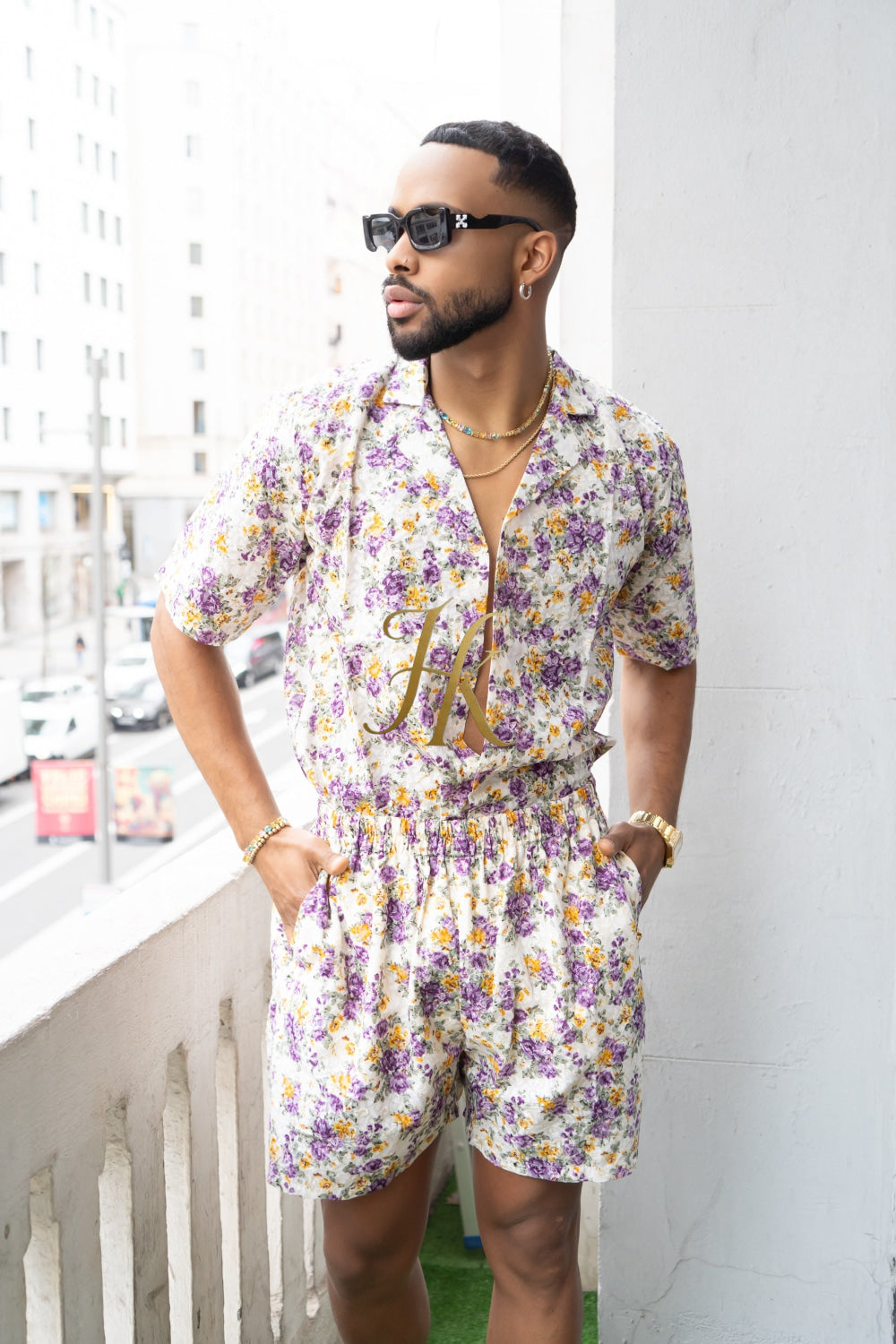 Flowers Spring/Summer Men's Lace Two-Piece Clothing - kayibstrore