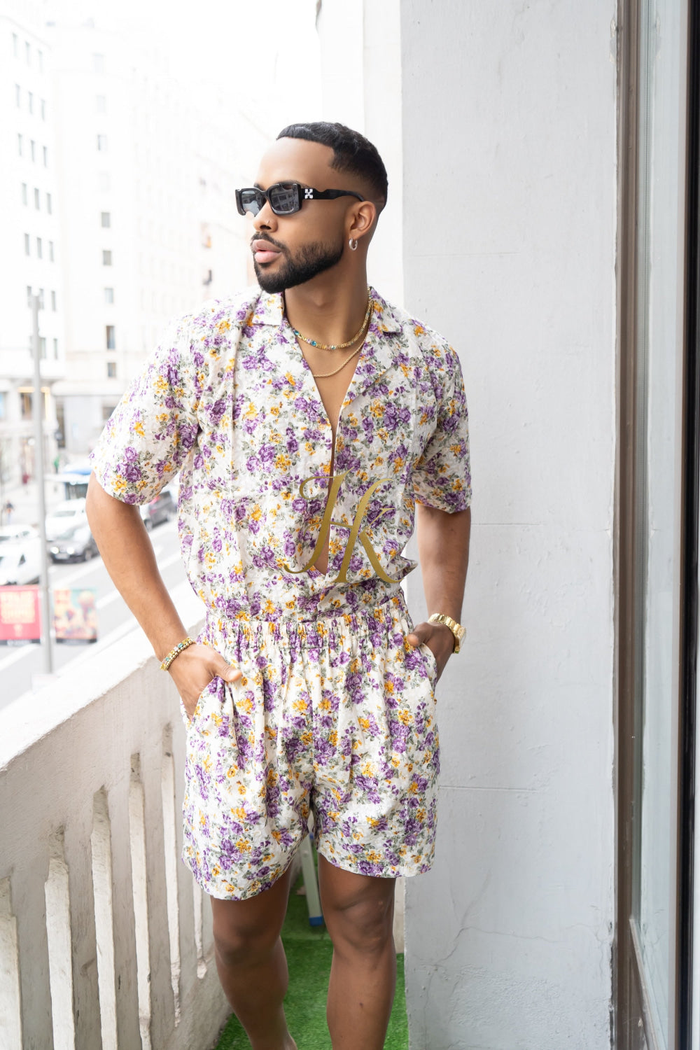 Flowers Spring/Summer Men's Lace Two-Piece Clothing - kayibstrore