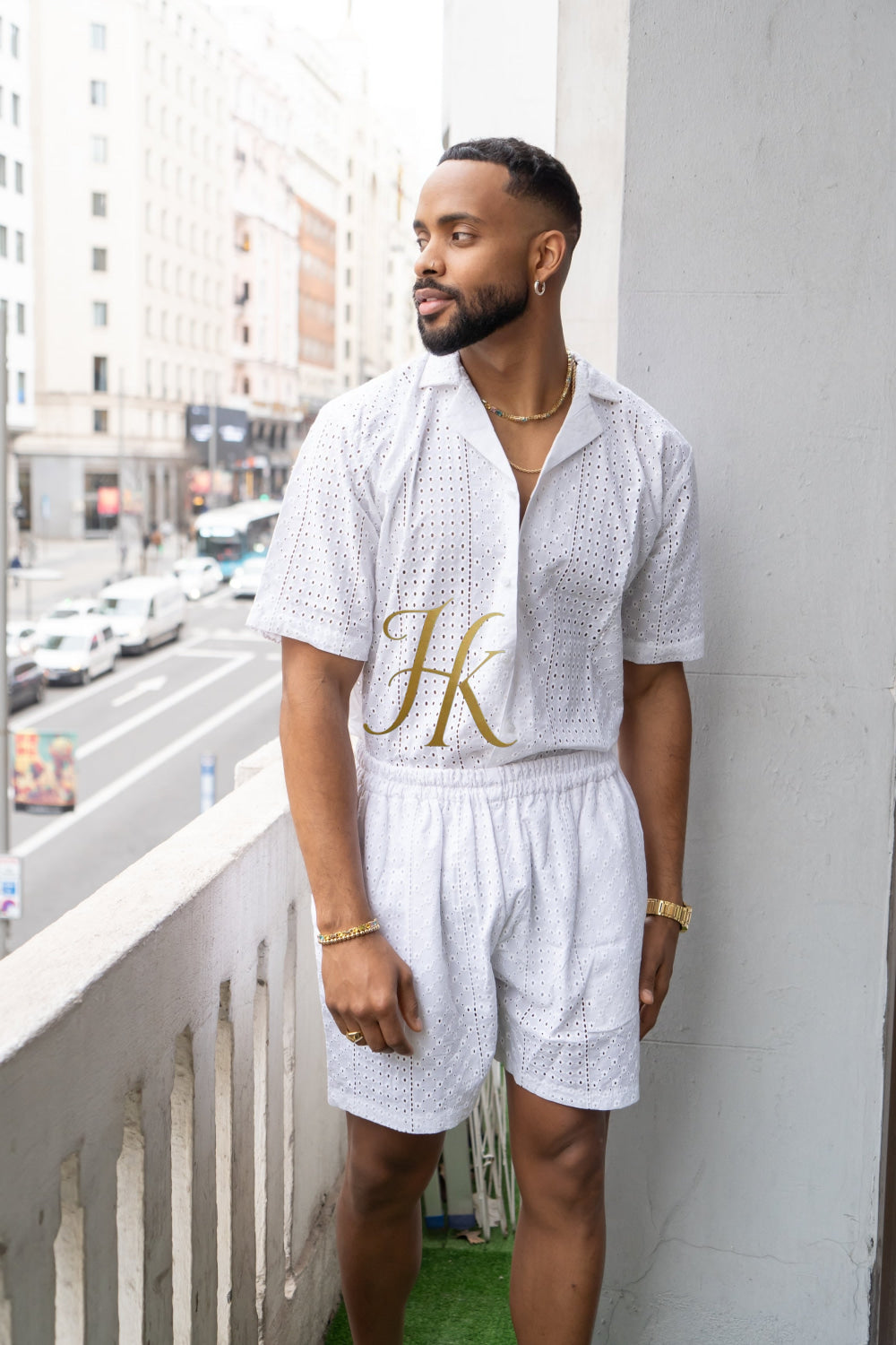 White  Spring/Summer Men's Lace Two-Piece Clothing - kayibstrore