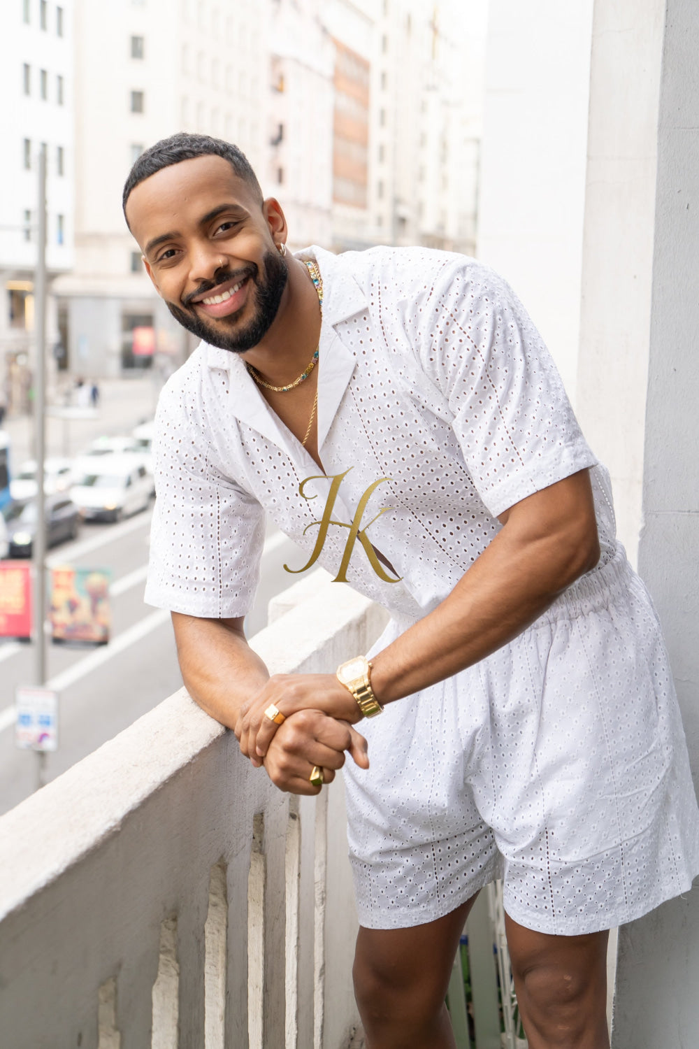 White  Spring/Summer Men's Lace Two-Piece Clothing - kayibstrore