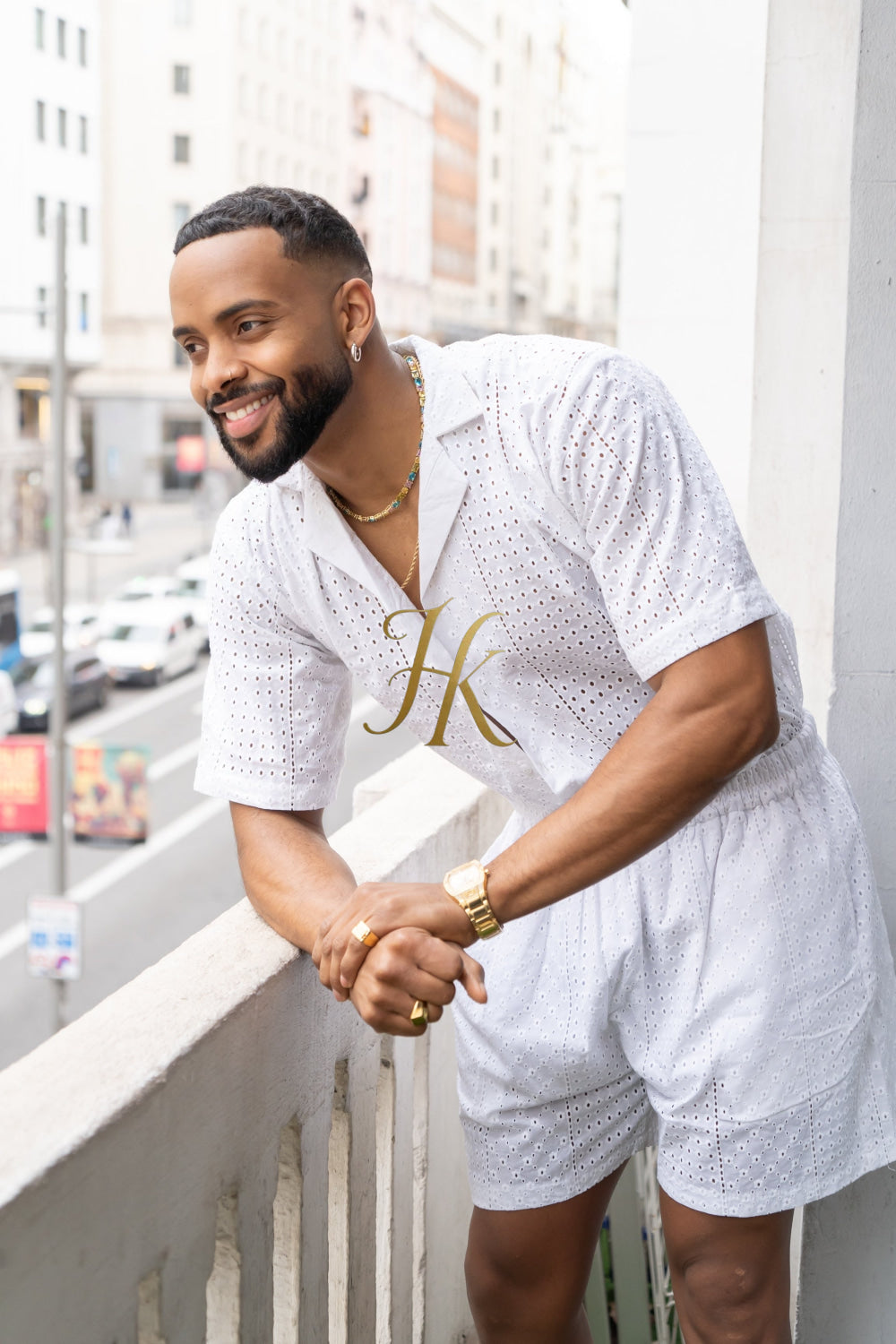 White  Spring/Summer Men's Lace Two-Piece Clothing - kayibstrore