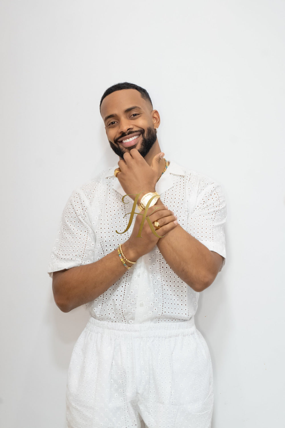 White  Spring/Summer Men's Lace Two-Piece Clothing - kayibstrore