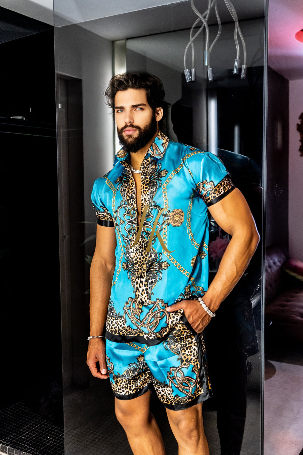 Luxurious Barocco Print Set - The Ultimate Summer Beachwear Silk Outfit for Men - kayibstrore