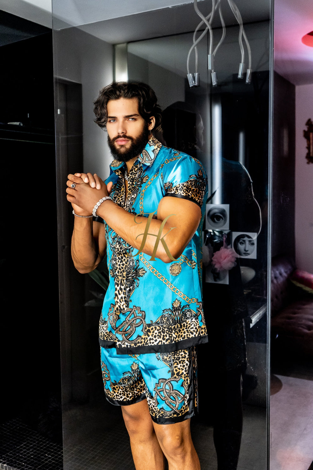 Luxurious Barocco Print Set - The Ultimate Summer Beachwear Silk Outfit for Men - kayibstrore