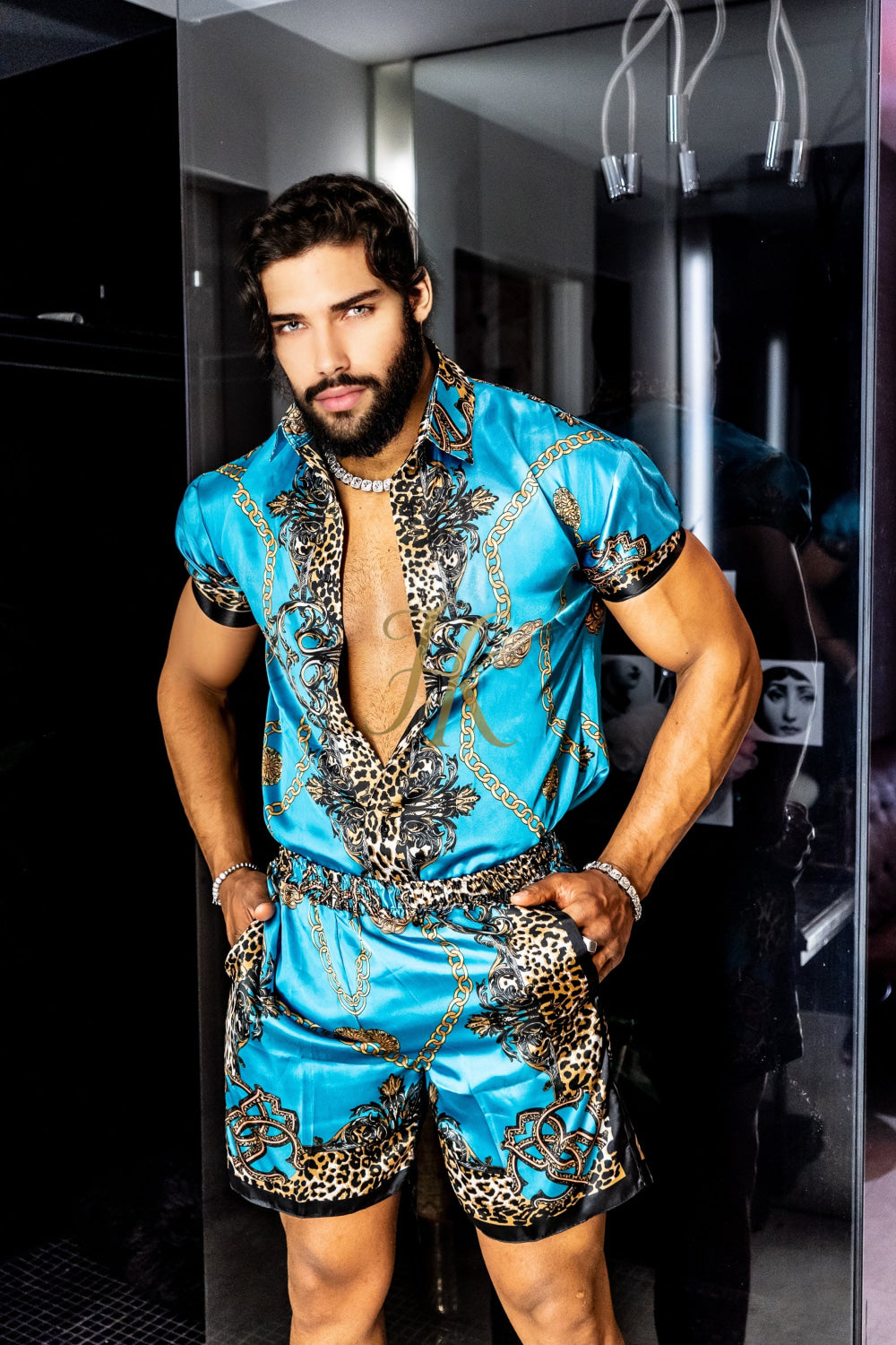 Luxurious Barocco Print Set - The Ultimate Summer Beachwear Silk Outfit for Men - kayibstrore