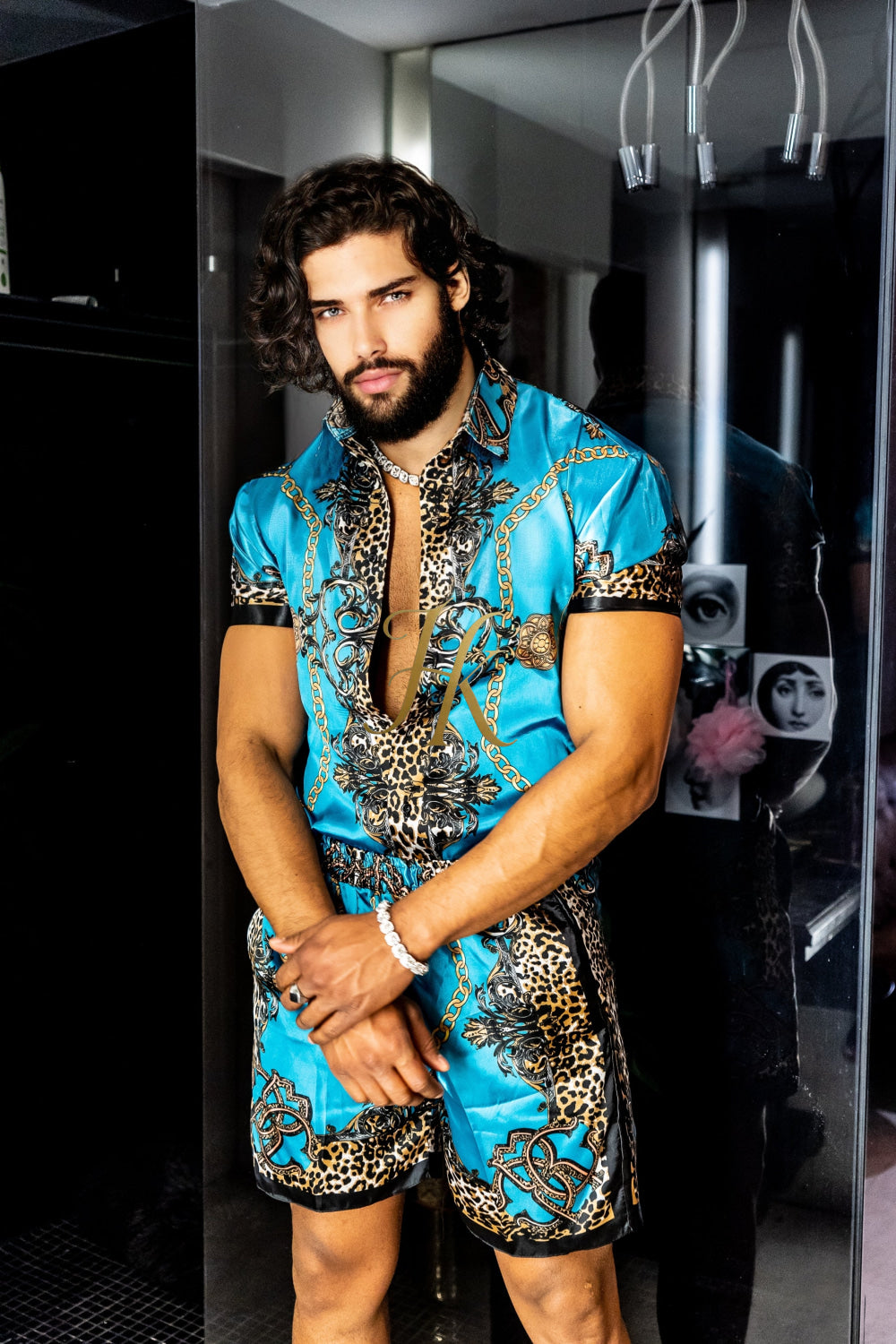 Luxurious Barocco Print Set - The Ultimate Summer Beachwear Silk Outfit for Men - kayibstrore