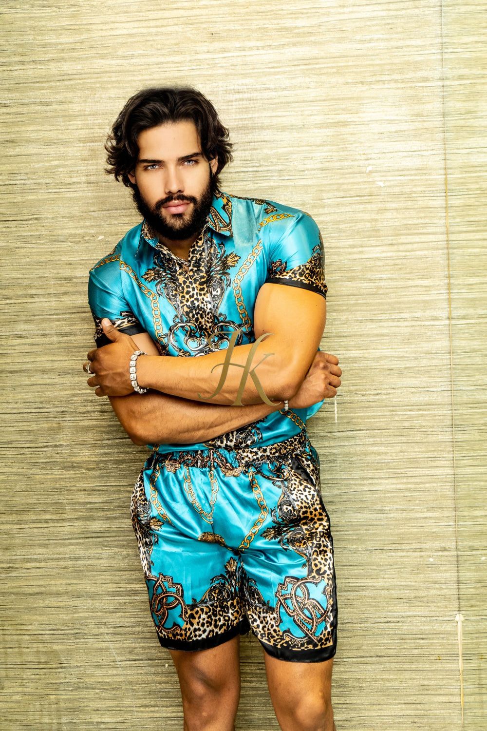 Luxurious Barocco Print Set - The Ultimate Summer Beachwear Silk Outfit for Men - kayibstrore