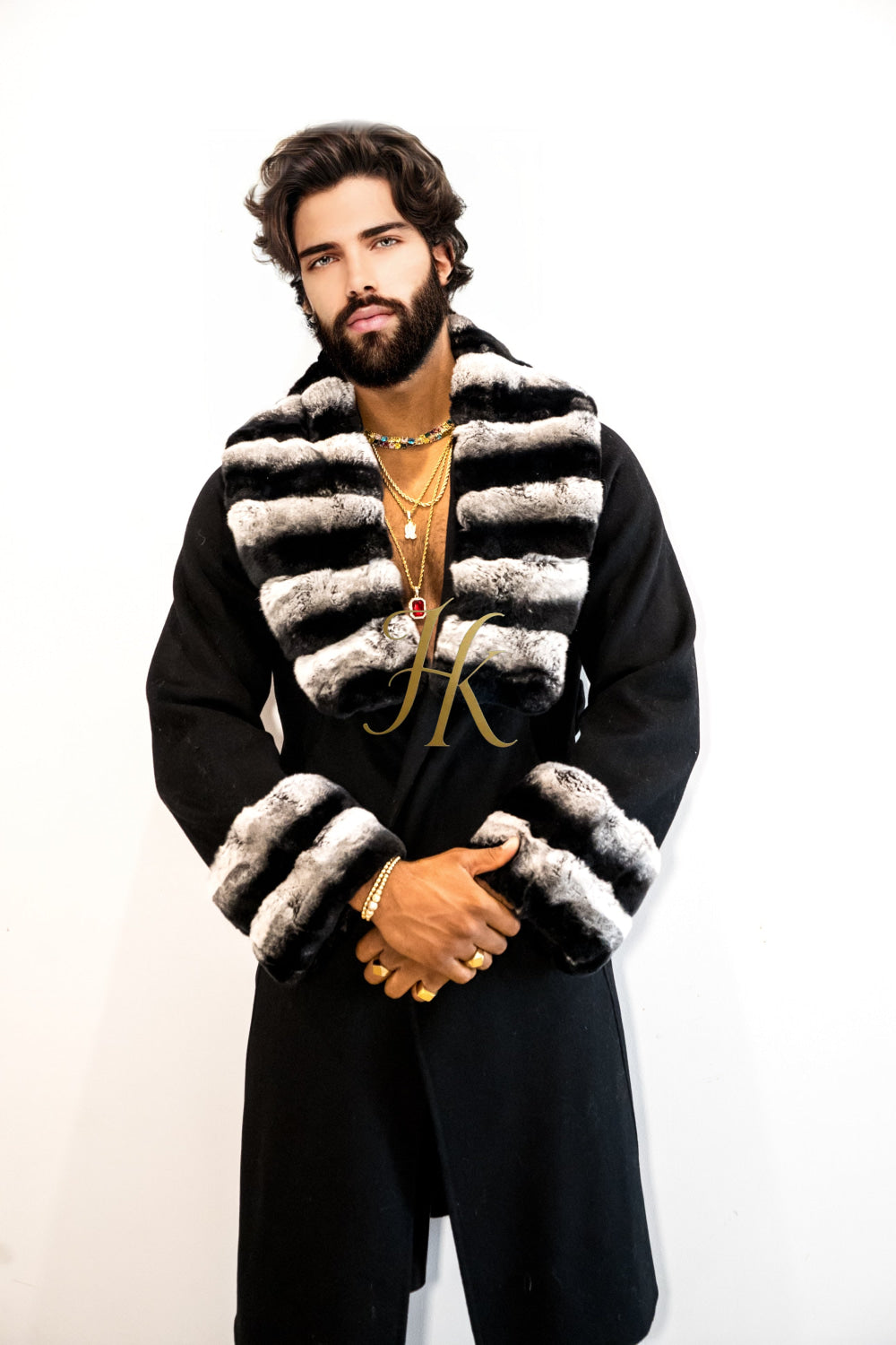 Winter Fashion Luxury Handmade Premium Cashmere & wool Real Fur Coats with Rex Rabbit Fur Colllar - kayibstrore