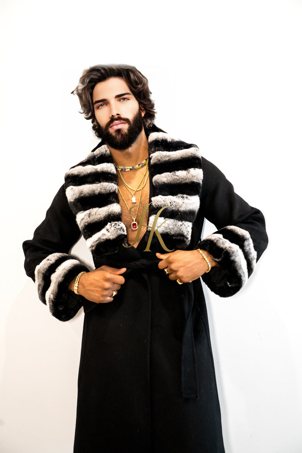Winter Fashion Luxury Handmade Premium Cashmere & wool Real Fur Coats with Rex Rabbit Fur Colllar - kayibstrore