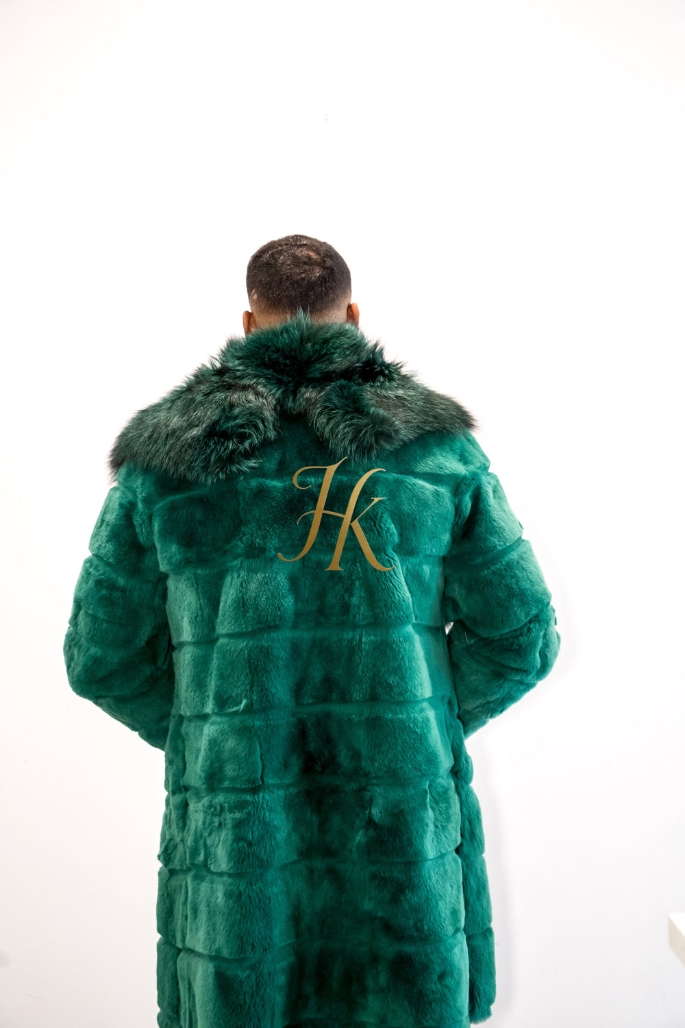 Handmade Luxury Winter Men's Rex Rabbit Fur Coat with Super Large Raccoon Collar - Premium Fashion coat - kayibstrore