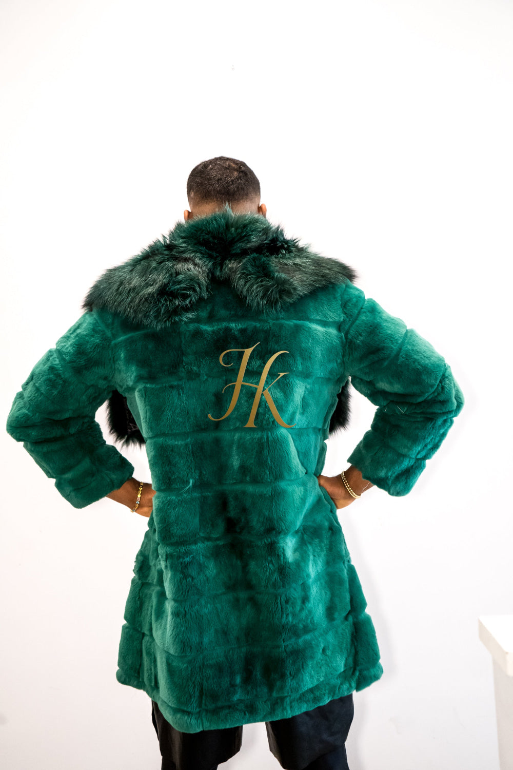 Handmade Luxury Winter Men's Rex Rabbit Fur Coat with Super Large Raccoon Collar - Premium Fashion coat - kayibstrore