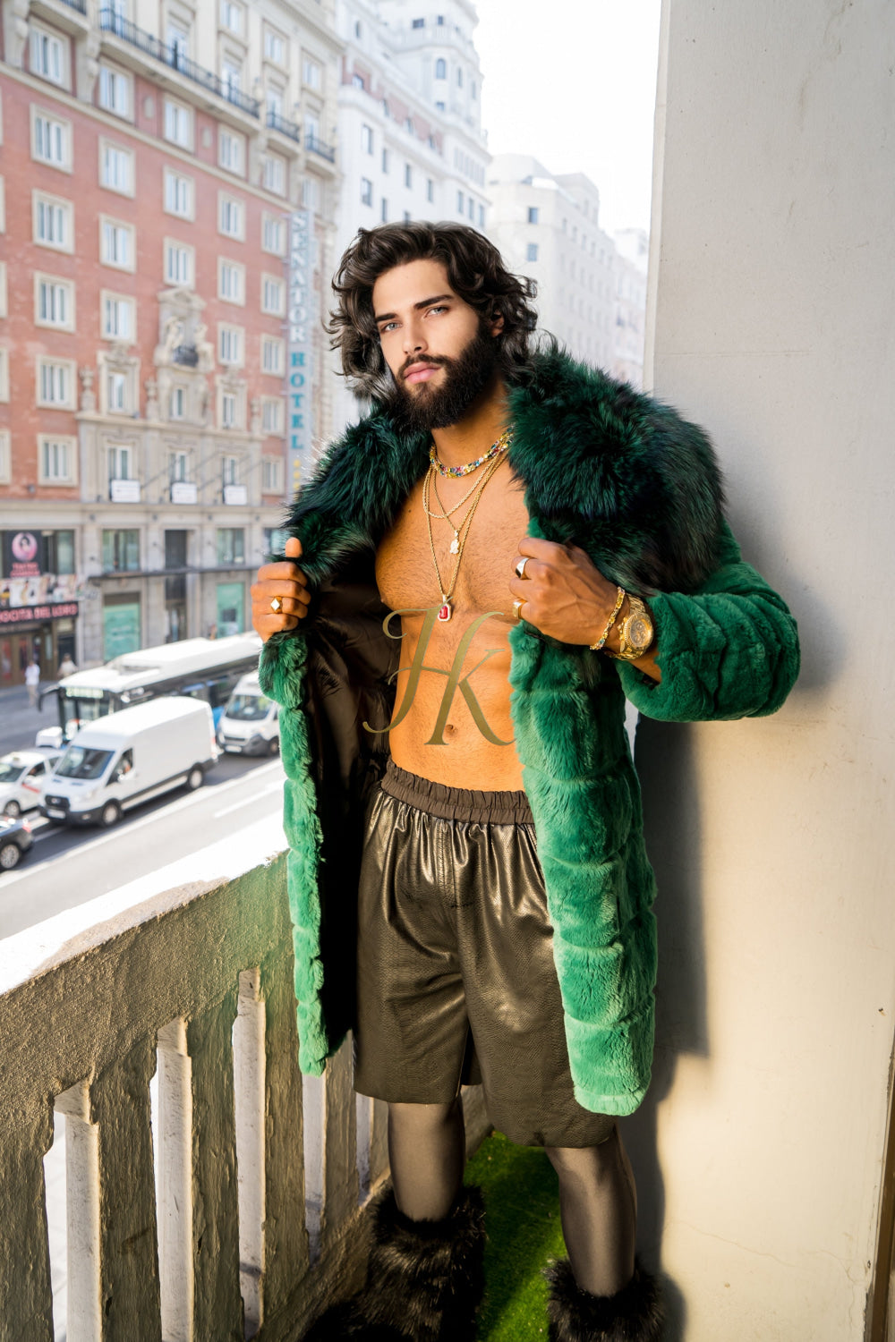 Luxury Winter Men's Rex Rabbit Fur Coat with Super Large Raccoon Collar - Premium Fashion coat - kayibstrore