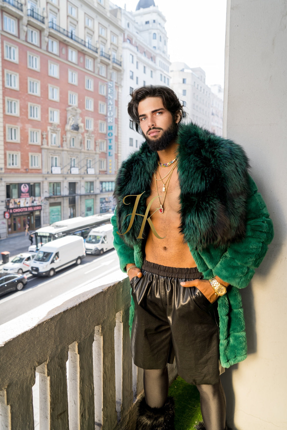 Luxury Winter Men's Rex Rabbit Fur Coat with Super Large Raccoon Collar - Premium Fashion coat - kayibstrore