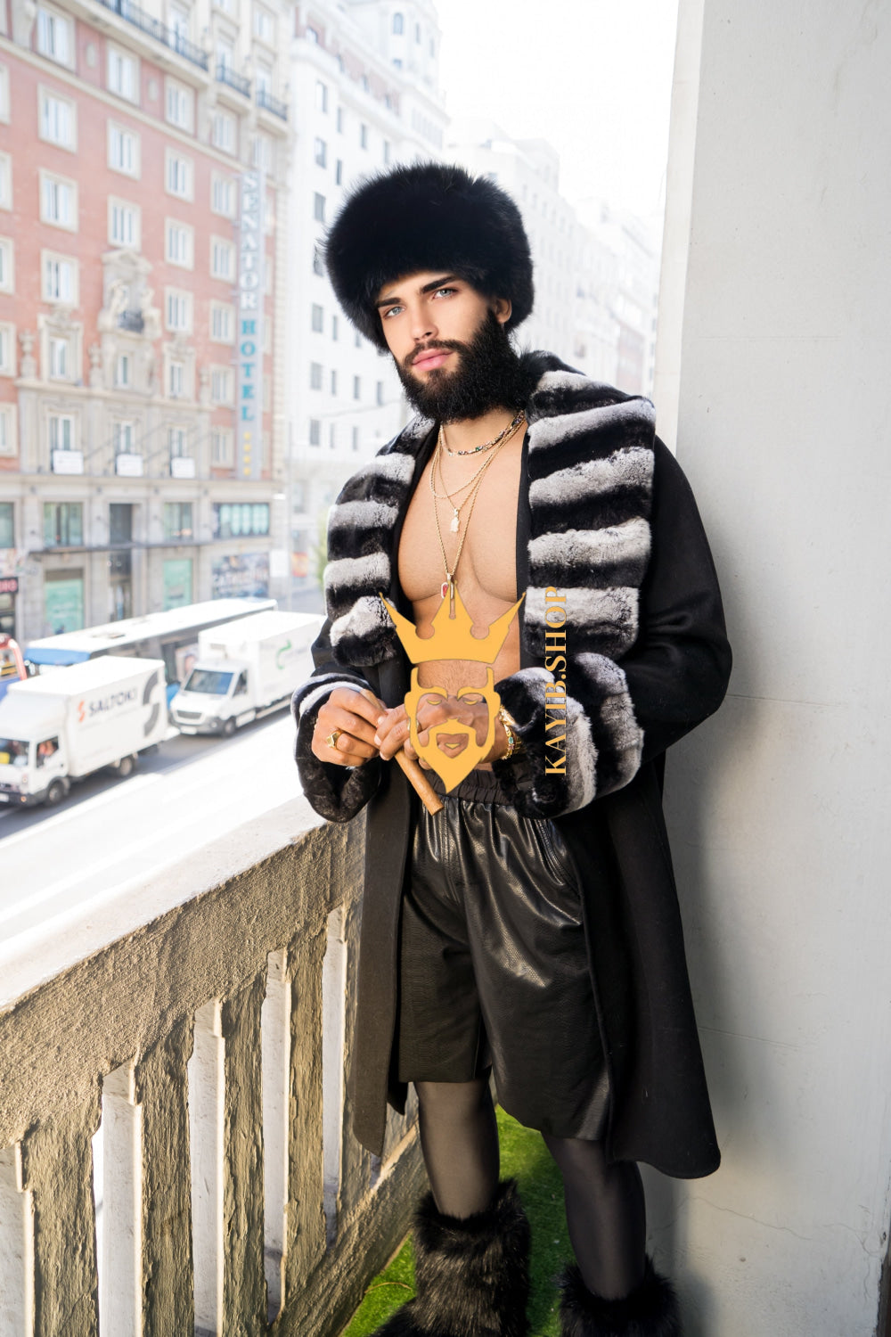 Fashion Luxury Handmade Premium Cashmere & wool Real Fur Coats with Rex Rabbit Fur Colllar - kayibstrore
