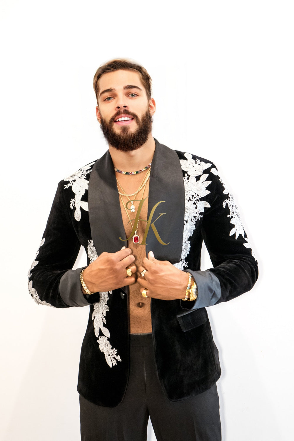 Handmade Custom velvet blazer Men's Suit 2 pieces with Sheer Velvet Lapel - Elevate Formal Style | KAYIB - kayibstrore