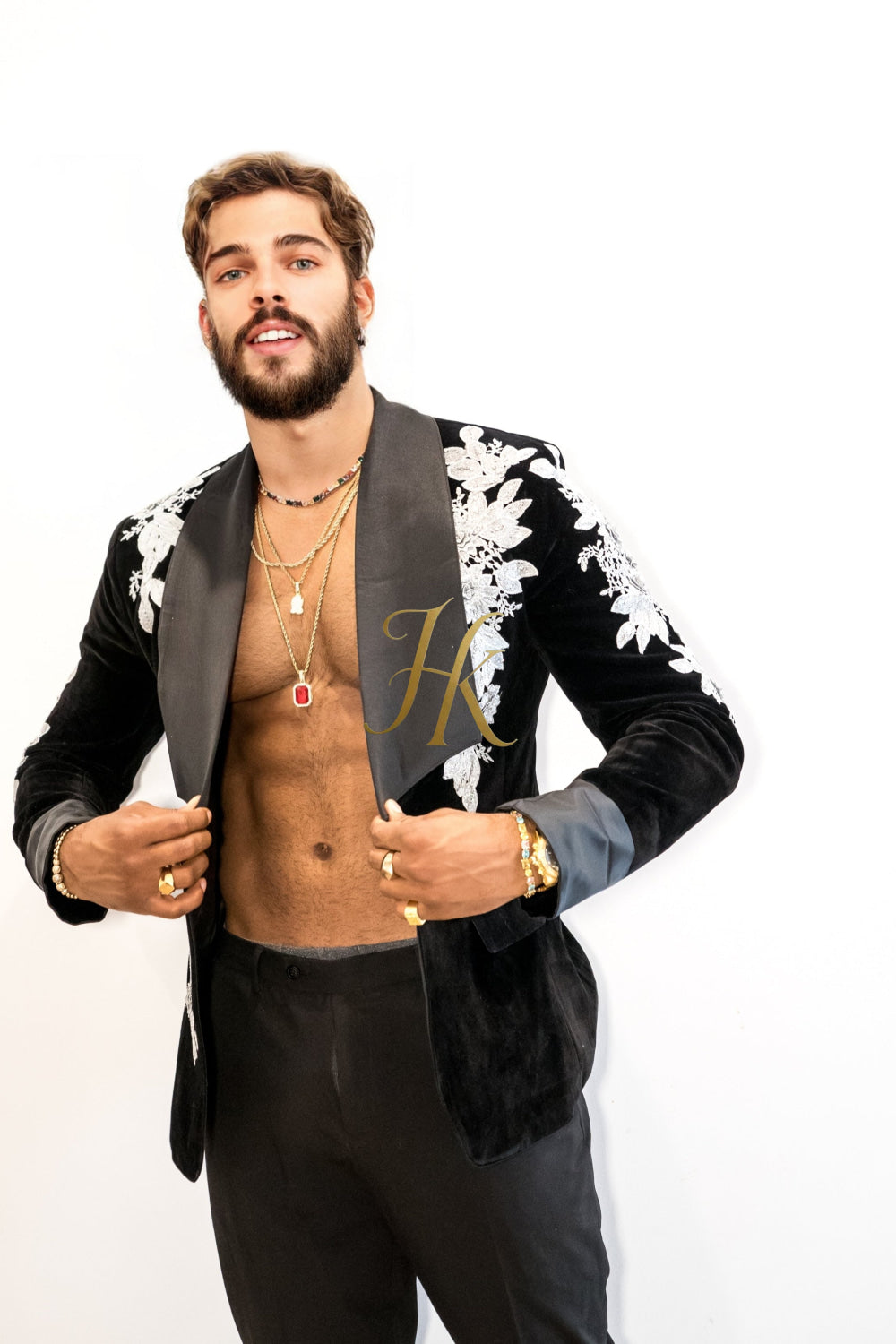 Handmade Custom velvet blazer Men's Suit 2 pieces with Sheer Velvet Lapel - Elevate Formal Style | KAYIB - kayibstrore