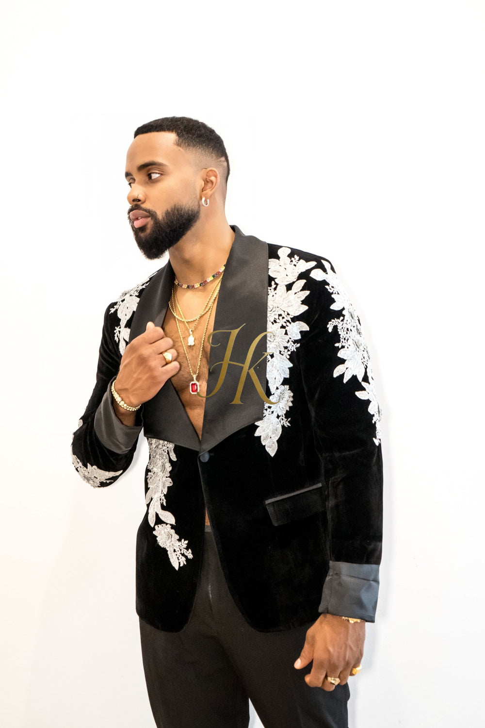 Handmade Custom velvet blazer Men's Suit 2 pieces with Sheer Velvet Lapel - Elevate Formal Style | KAYIB - kayibstrore