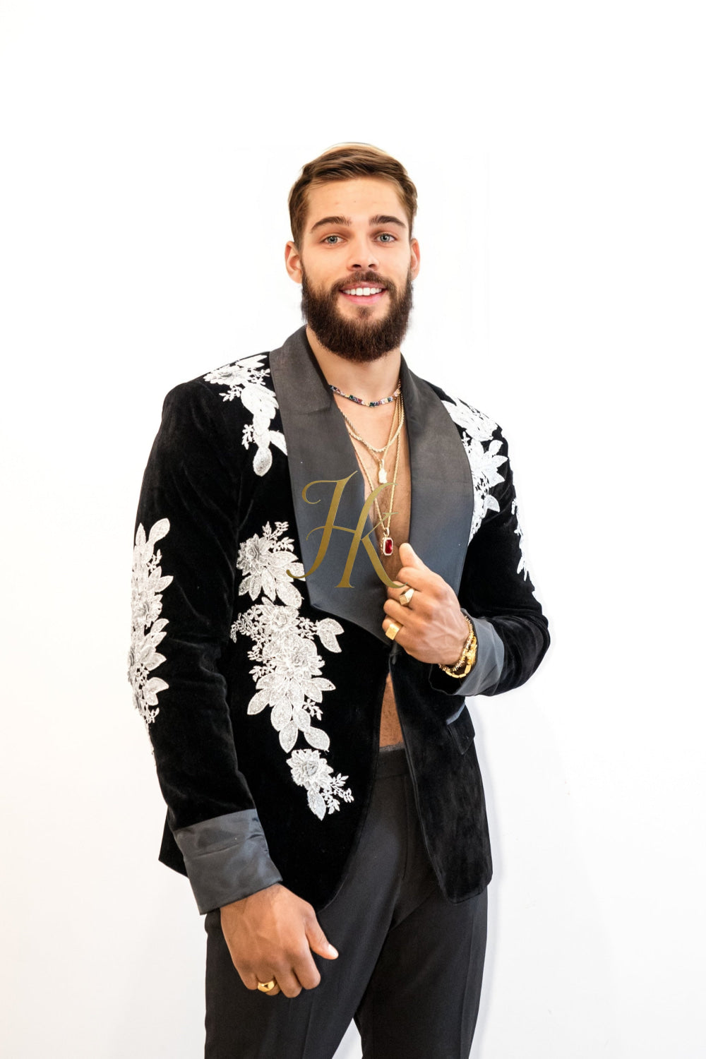 Handmade Custom velvet blazer Men's Suit 2 pieces with Sheer Velvet Lapel - Elevate Formal Style | KAYIB - kayibstrore