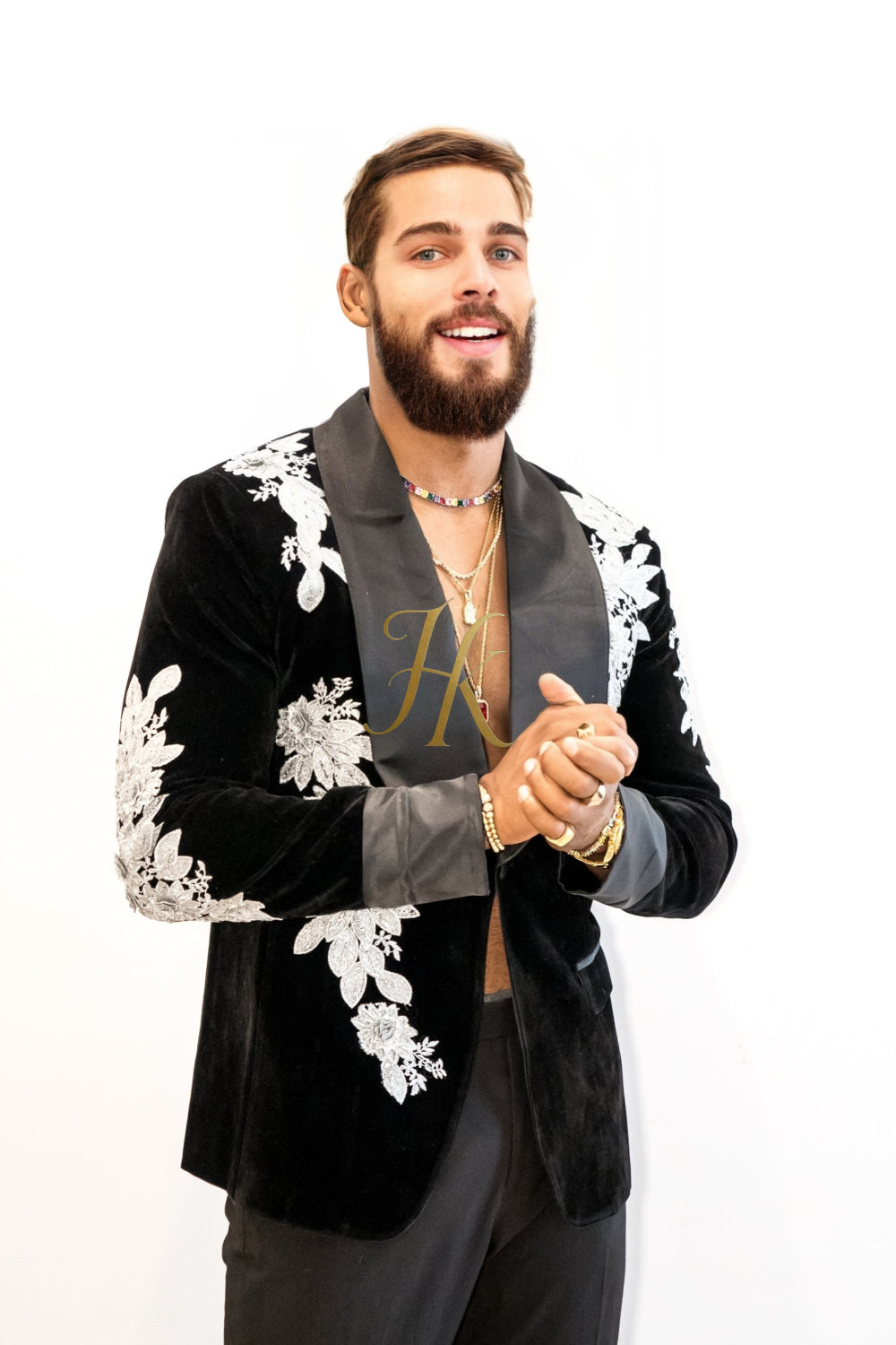 Handmade Custom velvet blazer Men's Suit 2 pieces with Sheer Velvet Lapel - Elevate Formal Style | KAYIB - kayibstrore