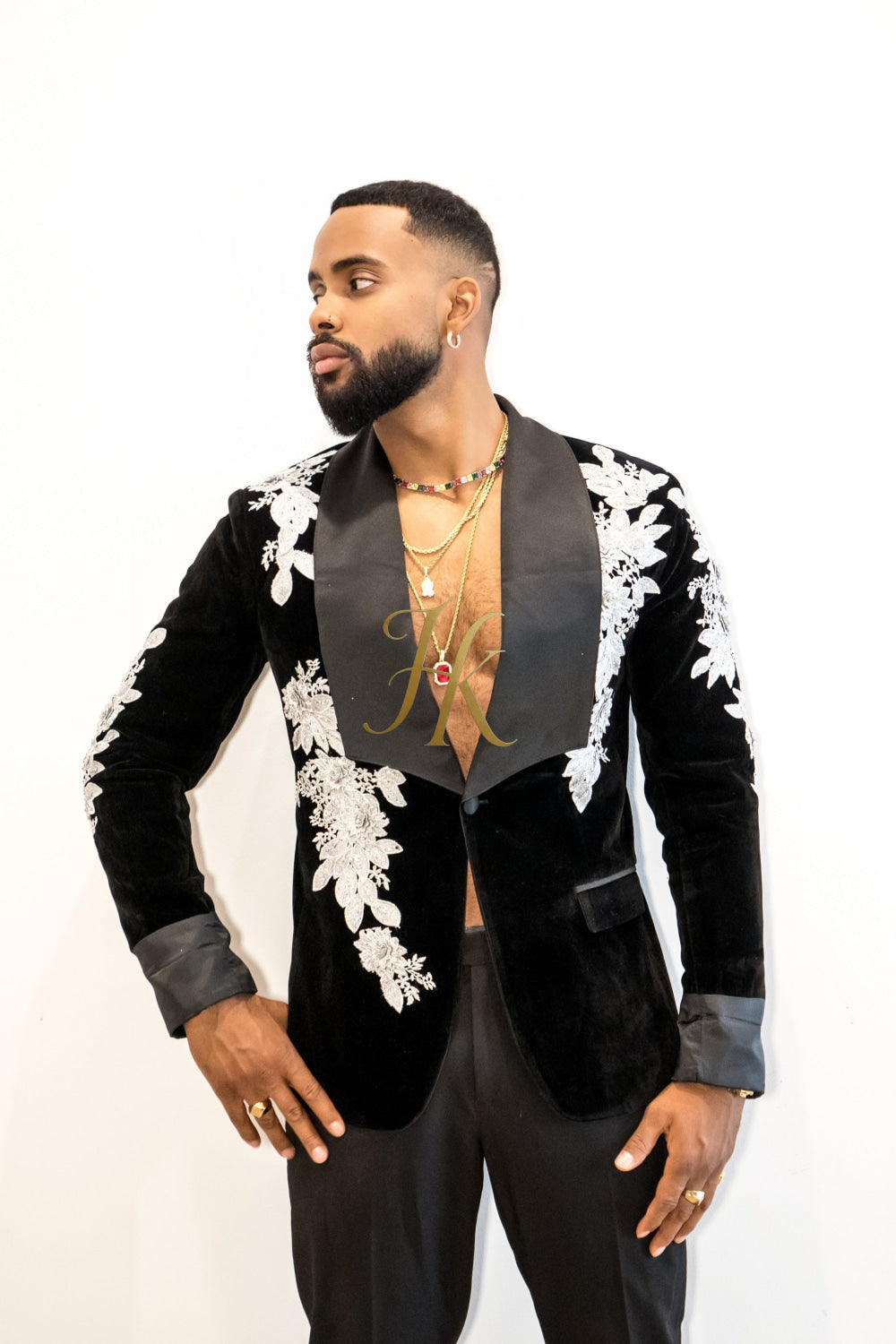 Handmade Custom velvet blazer Men's Suit 2 pieces with Sheer Velvet Lapel - Elevate Formal Style | KAYIB - kayibstrore