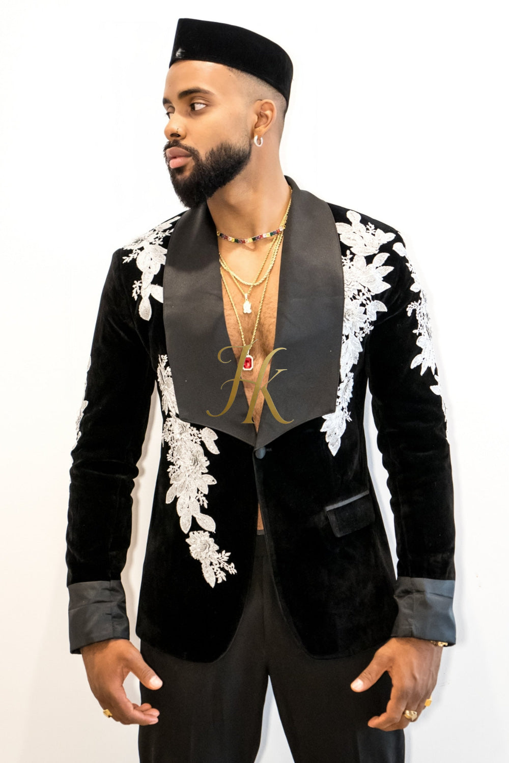 Handmade Custom velvet blazer Men's Suit 2 pieces with Sheer Velvet Lapel - Elevate Formal Style | KAYIB - kayibstrore