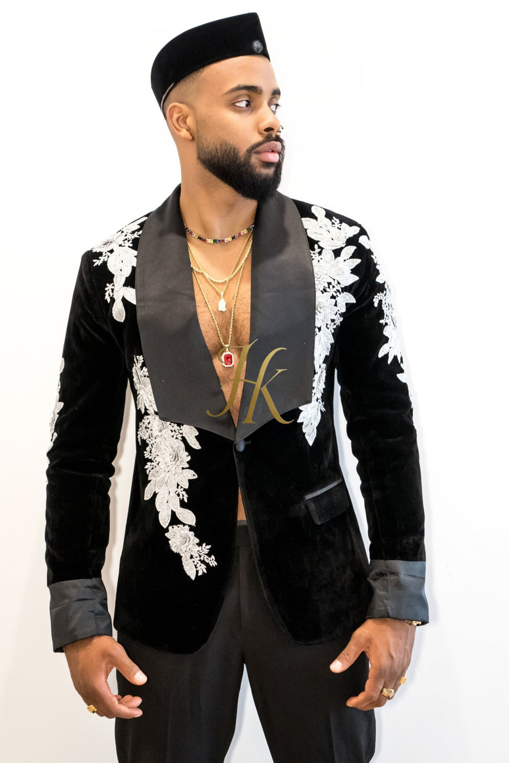 Handmade Custom velvet blazer Men's Suit 2 pieces with Sheer Velvet Lapel - Elevate Formal Style | KAYIB - kayibstrore