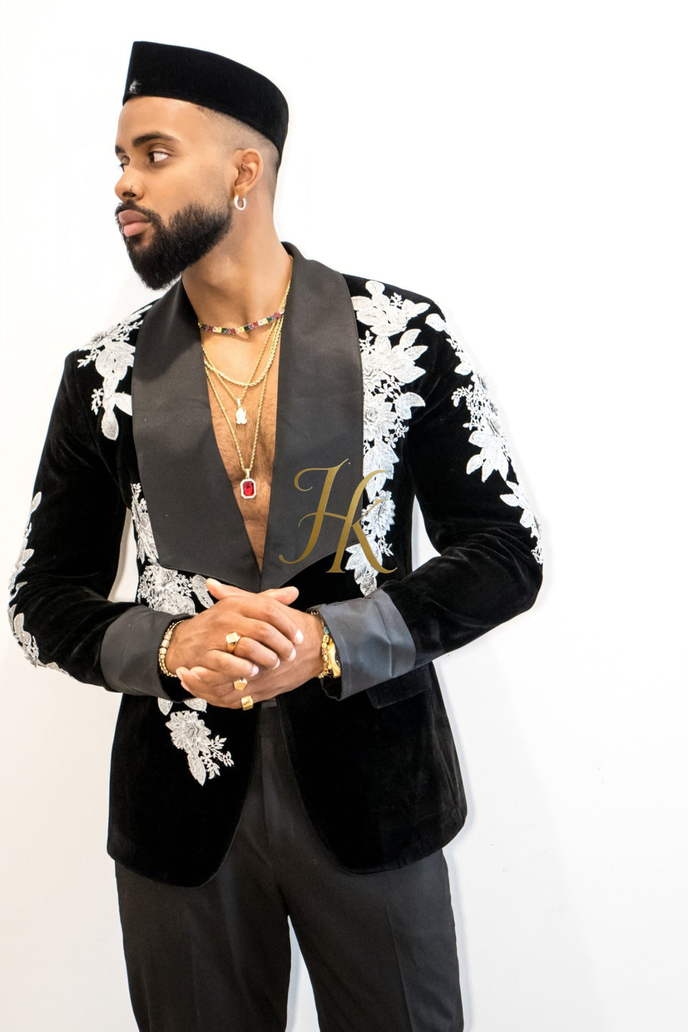 Handmade Custom velvet blazer Men's Suit 2 pieces with Sheer Velvet Lapel - Elevate Formal Style | KAYIB - kayibstrore