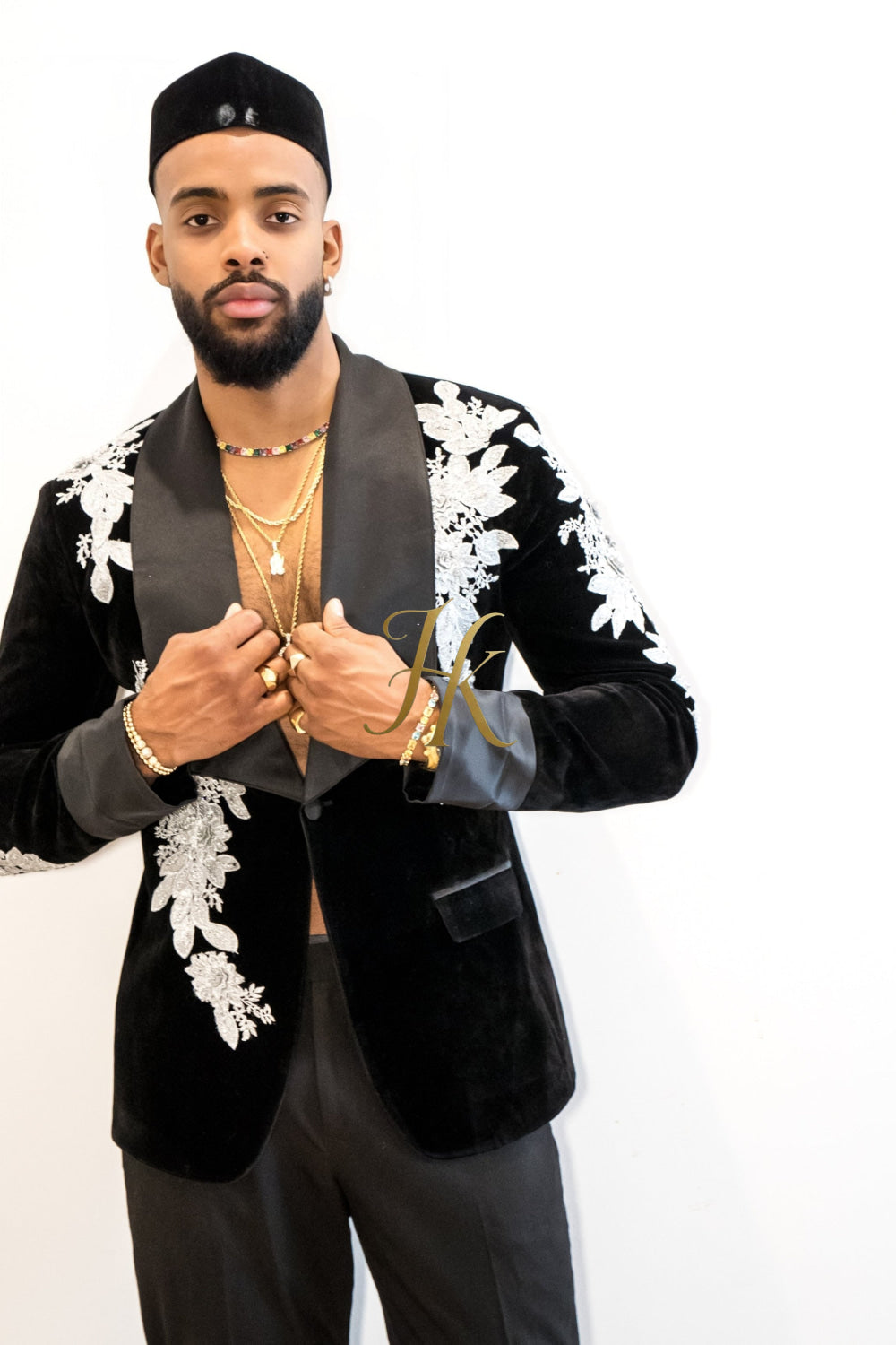 Handmade Custom velvet blazer Men's Suit 2 pieces with Sheer Velvet Lapel - Elevate Formal Style | KAYIB - kayibstrore