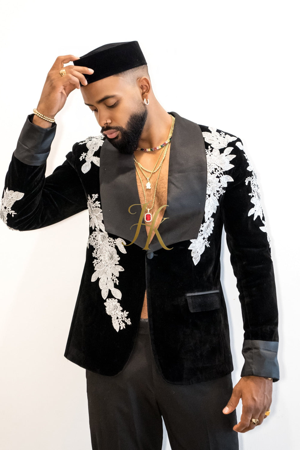Handmade Custom velvet blazer Men's Suit 2 pieces with Sheer Velvet Lapel - Elevate Formal Style | KAYIB - kayibstrore