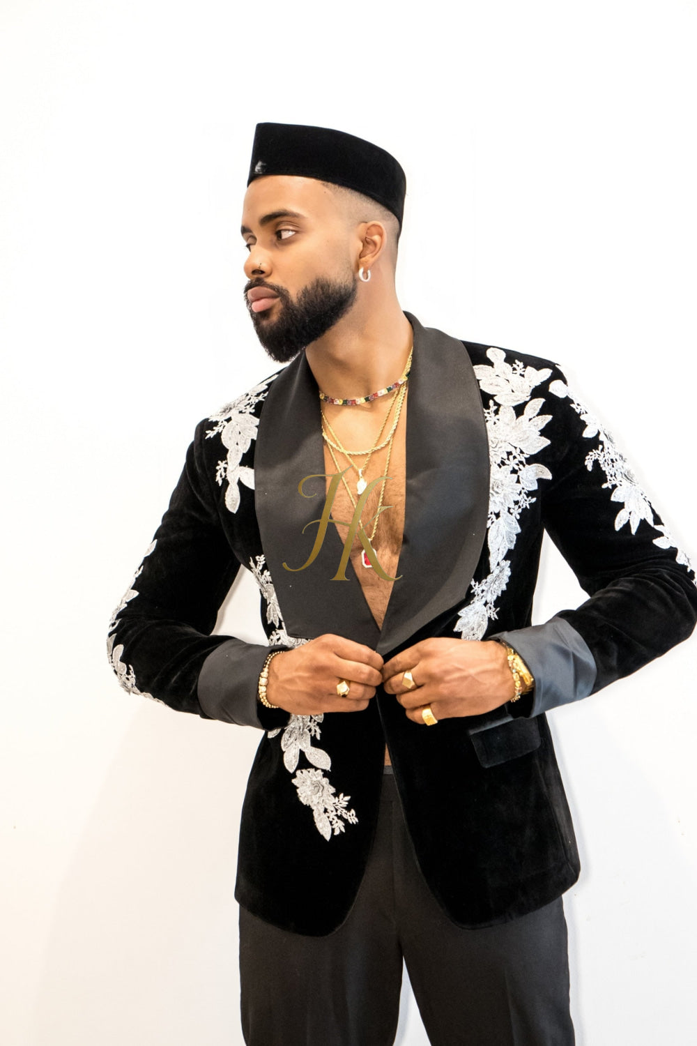 Handmade Custom velvet blazer Men's Suit 2 pieces with Sheer Velvet Lapel - Elevate Formal Style | KAYIB - kayibstrore