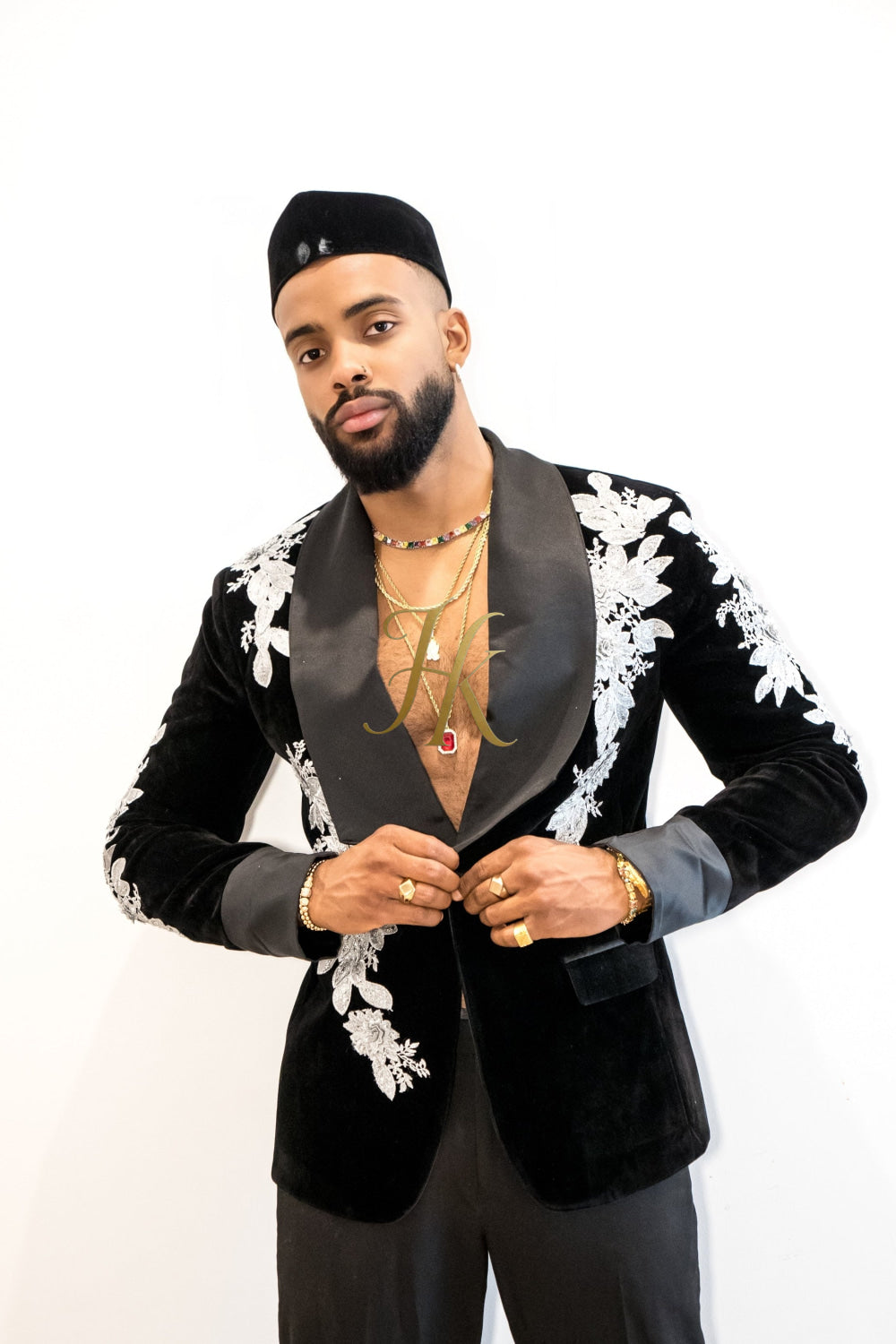 Handmade Custom velvet blazer Men's Suit 2 pieces with Sheer Velvet Lapel - Elevate Formal Style | KAYIB - kayibstrore