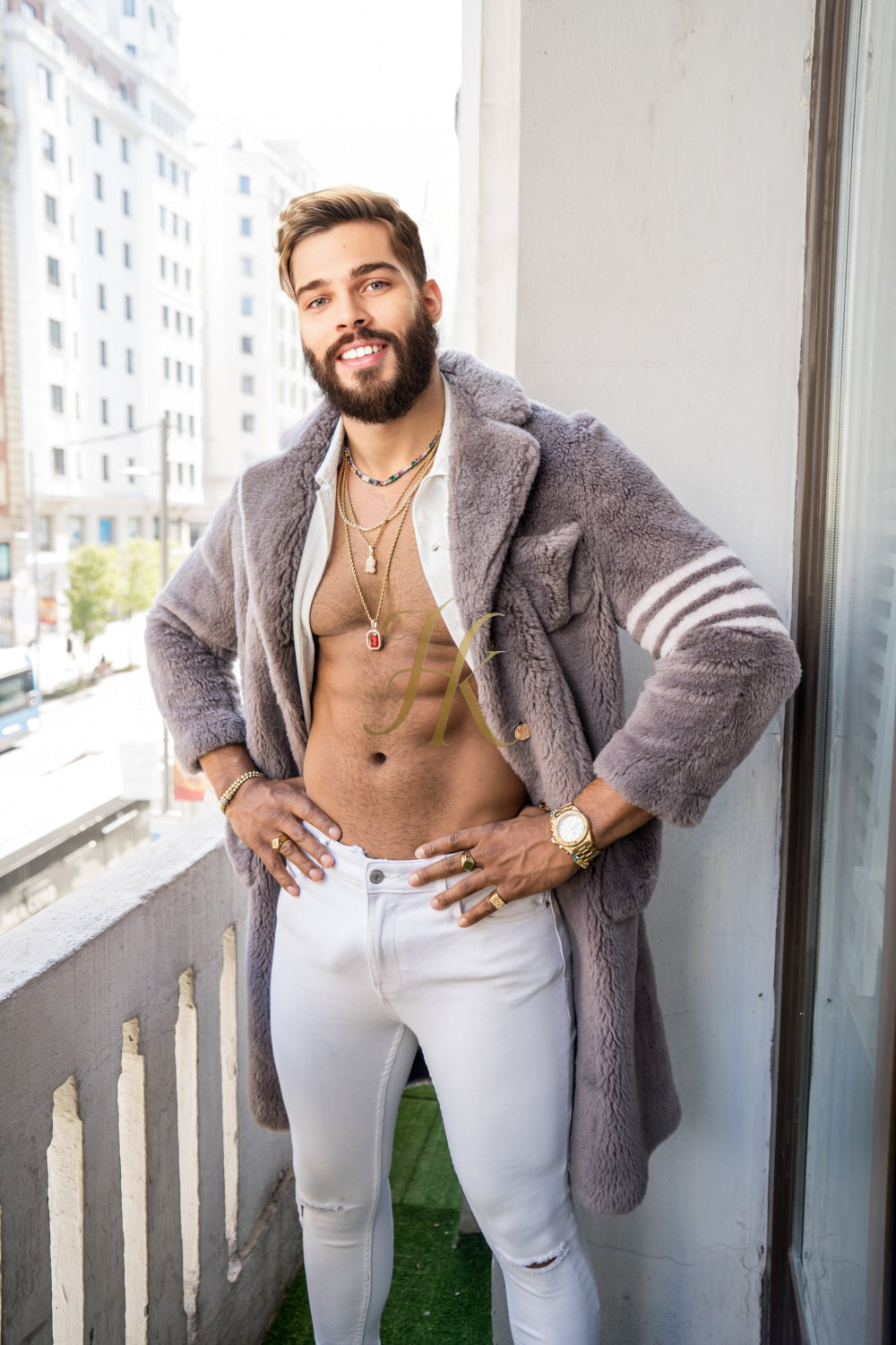 Handmade Coats Winter Style: Fuzzy Fleece Lapel Long Cardigan Coat for Men - kayibstrore