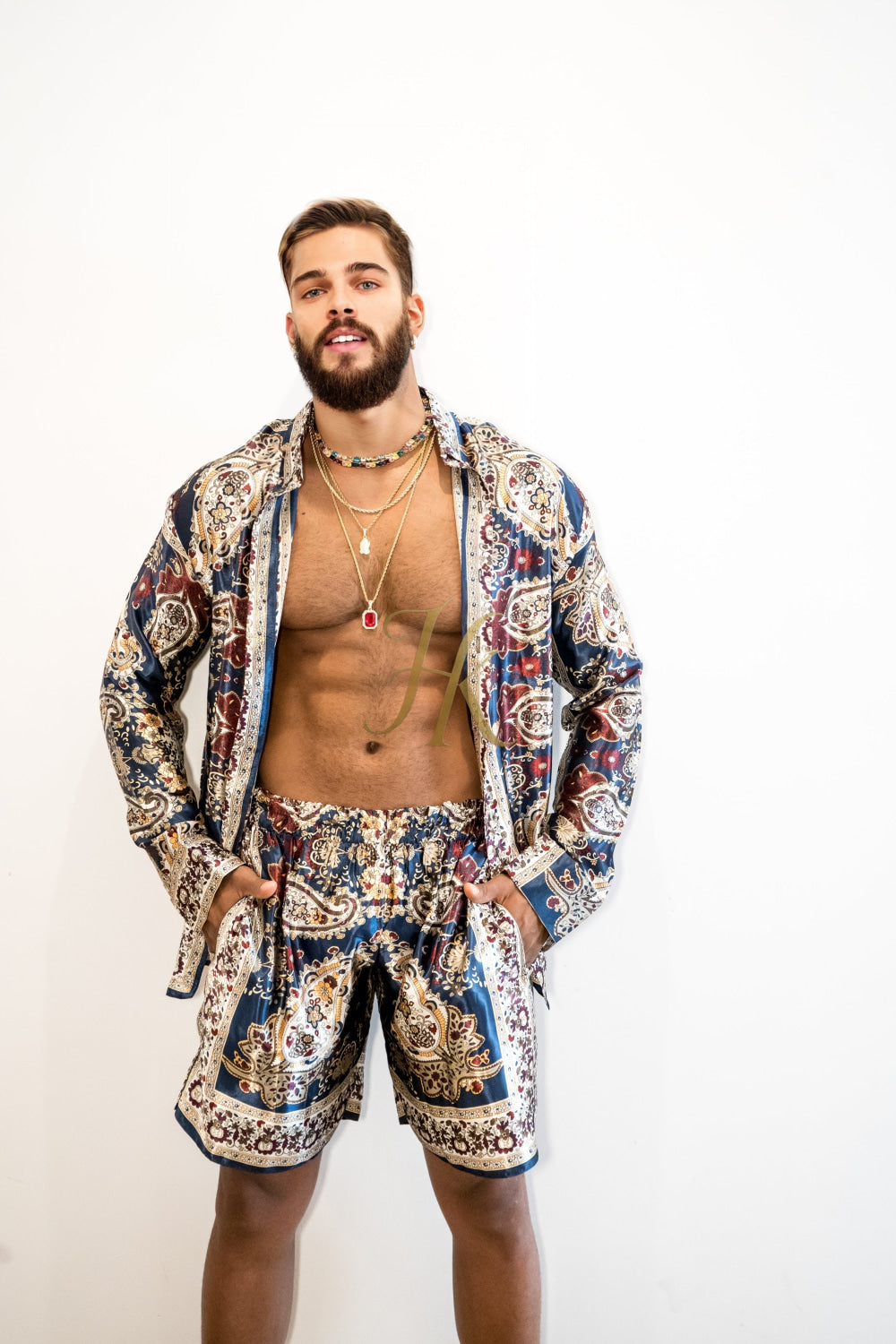 Luxury Silk shirt Set - Elevate Your Style with Vibrant Spanish Fashion - Stay Cool and Look Flawless All Summer Long - kayibstrore