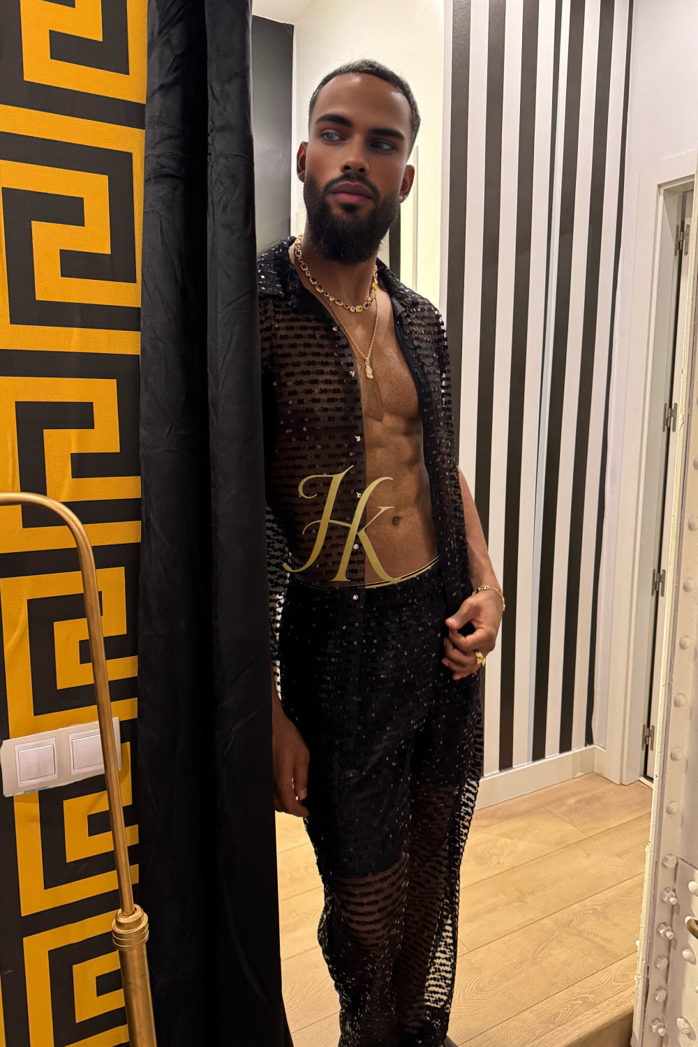 🖤 Royal Mesh Embroidered Shirt – Luxury Handcrafted Elegance - kayibstrore