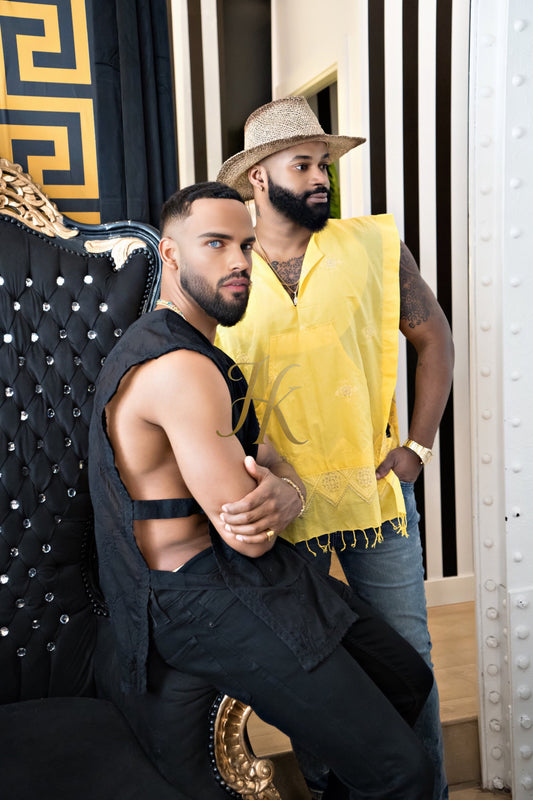 Handmade men's sleeveless tank top, Earthy Top Shirt, Tribal Jungle Natural Savage Neck Festival Rave hippie top Nomadic Primiti - kayibstrore