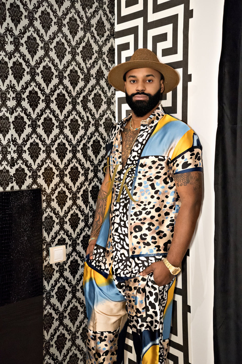 Stand Out with Men's Luxury Silk Rave Wear Set - kayibstrore
