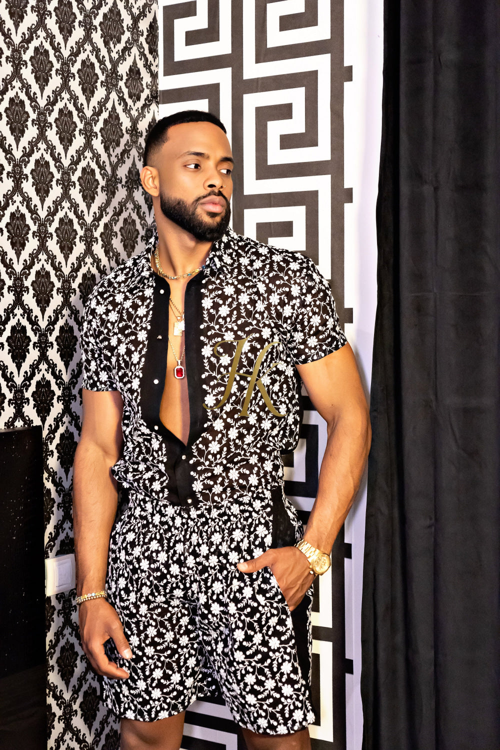 Fashion Spring/Summer Men's Lace Two-Piece Clothing - kayibstrore