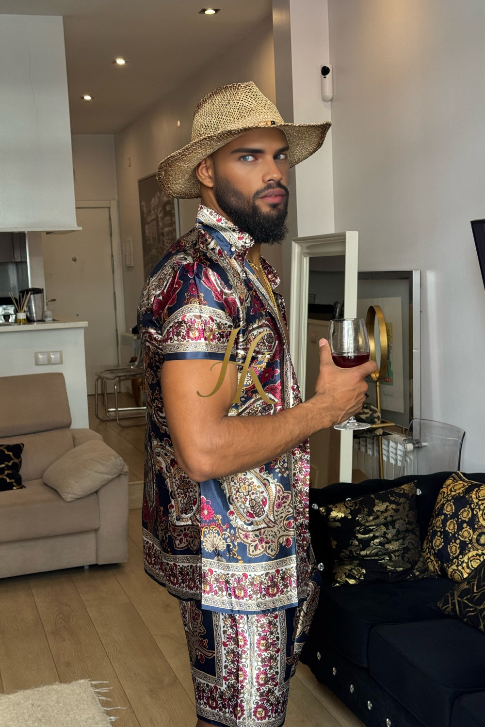 Men’s Luxury Silk Set – 100% Pure Mulberry Silk Shirt & Shorts | Limited Edition Outfit - kayibstrore