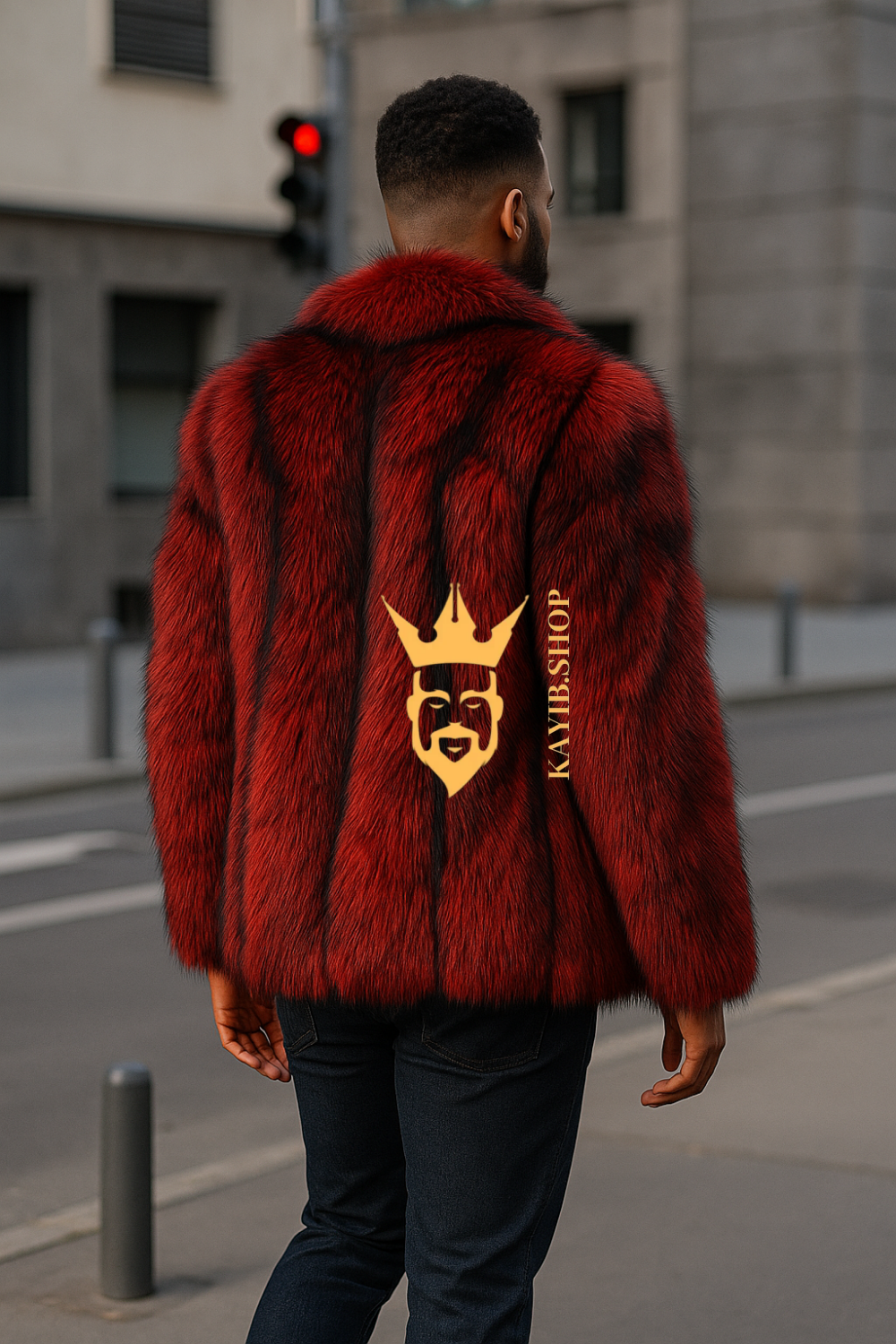 Red Luxurious Fox Fur Coats for Men
