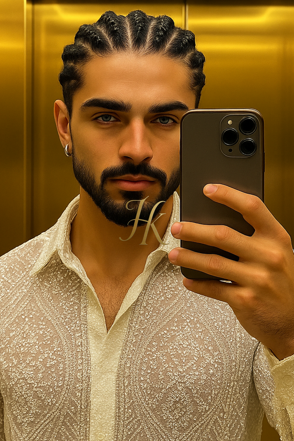 Men’s Luxury Lace Set – French Tulle with Sequins & Beaded Embroidery Shirt and Pants