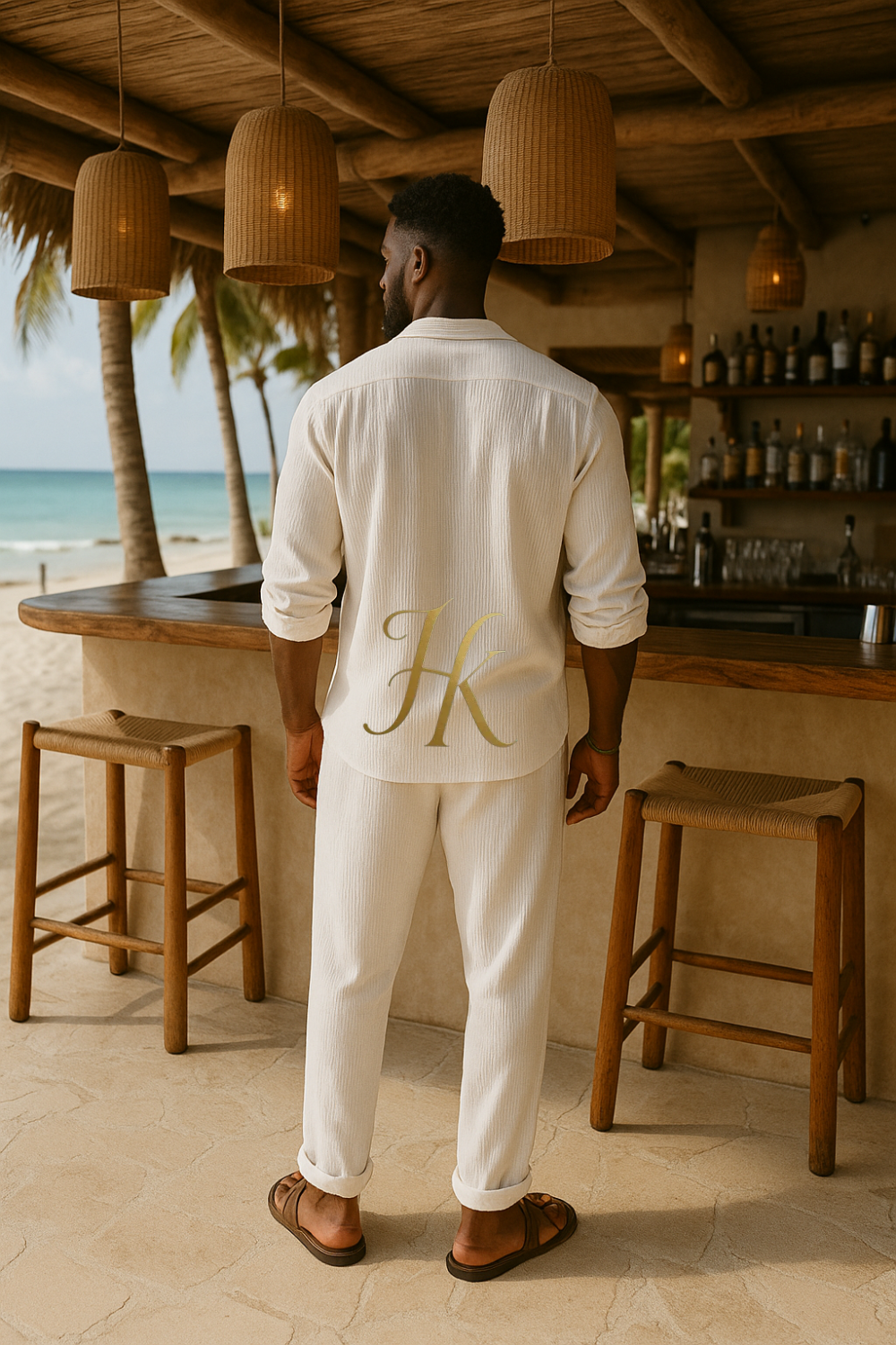 Premium Men’s Two-Piece Shirt & Pants Set – Single-Breasted Top with Drawstring Straight Pants