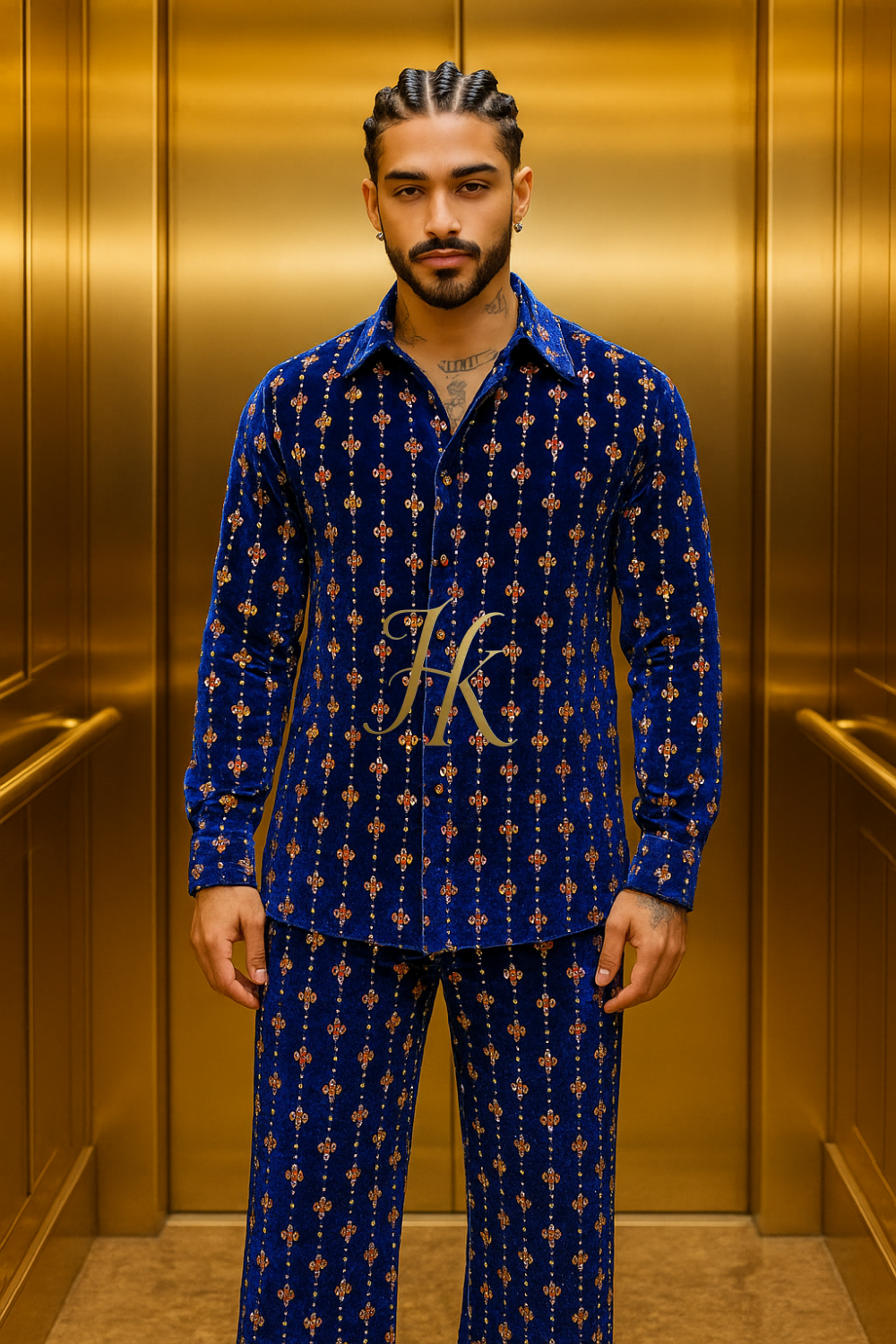 Conjunto de vestido de seda de lujo para hombre rojo